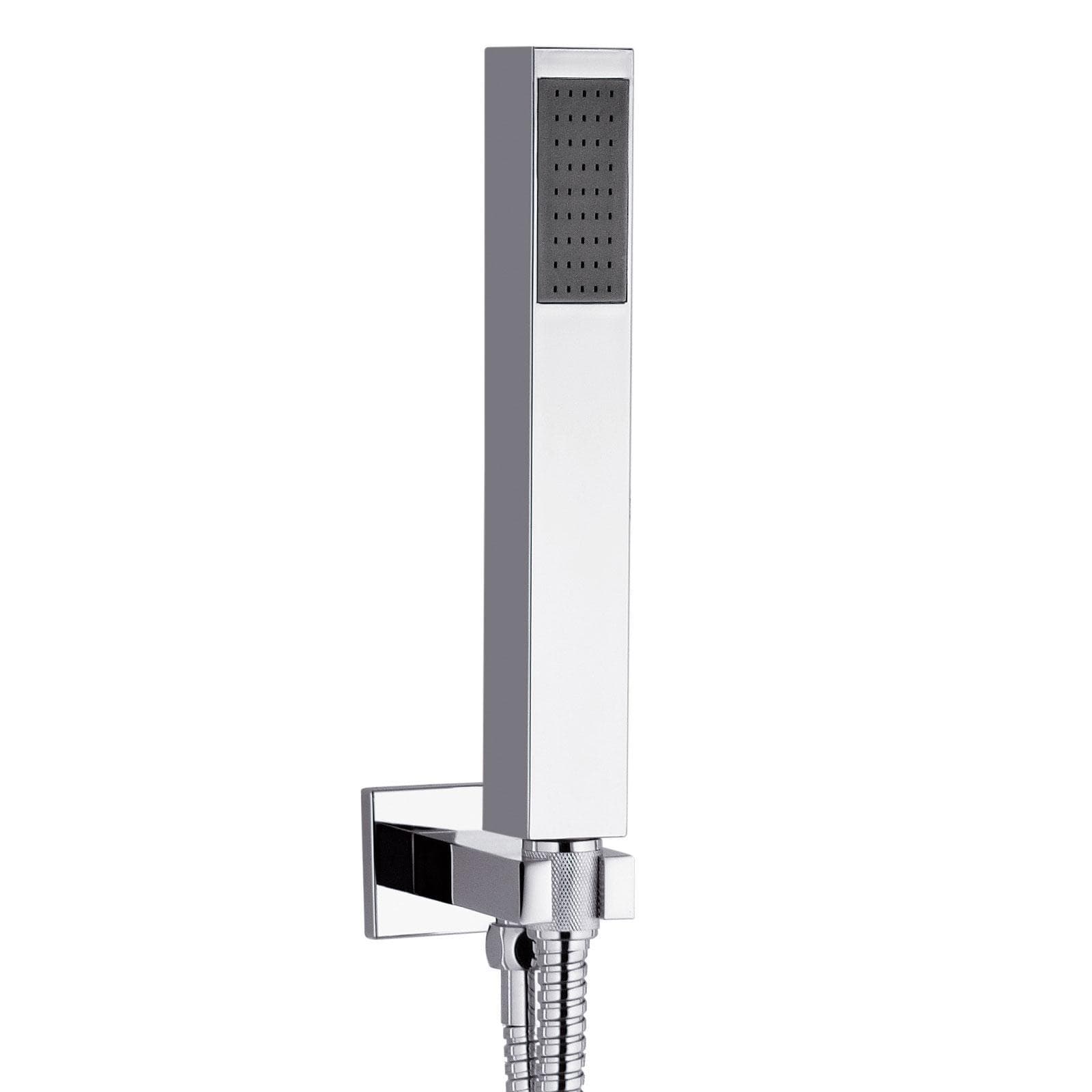 Set incasso doccetta squadrata con presa acqua e flessibile cromo