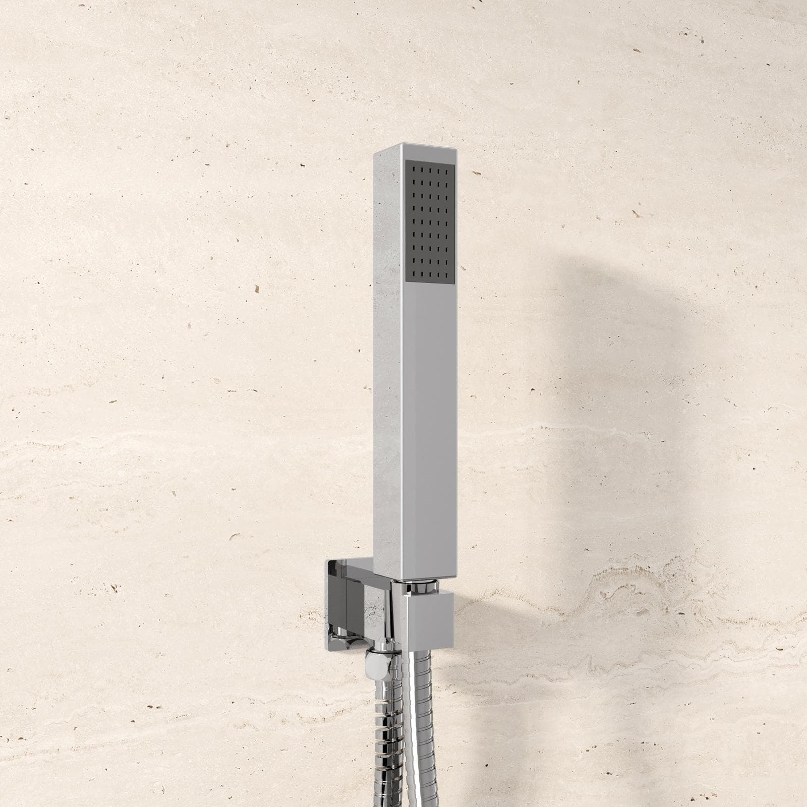 Set doccino quadro con presa acqua e flessibile cromo