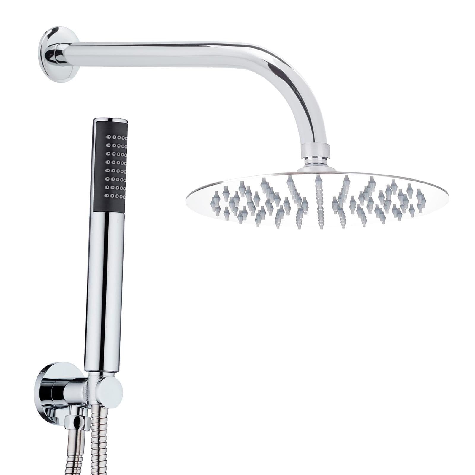 Set incasso doccia completo a muro soffione + braccio + doccino e tubo flessibile