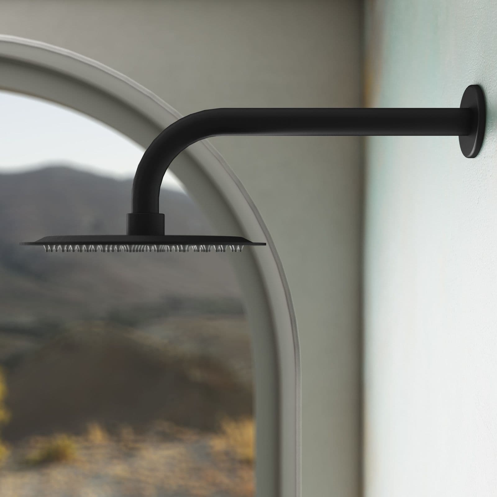 Set incasso doccia con braccio 28 cm e soffione 25 cm nero – Key