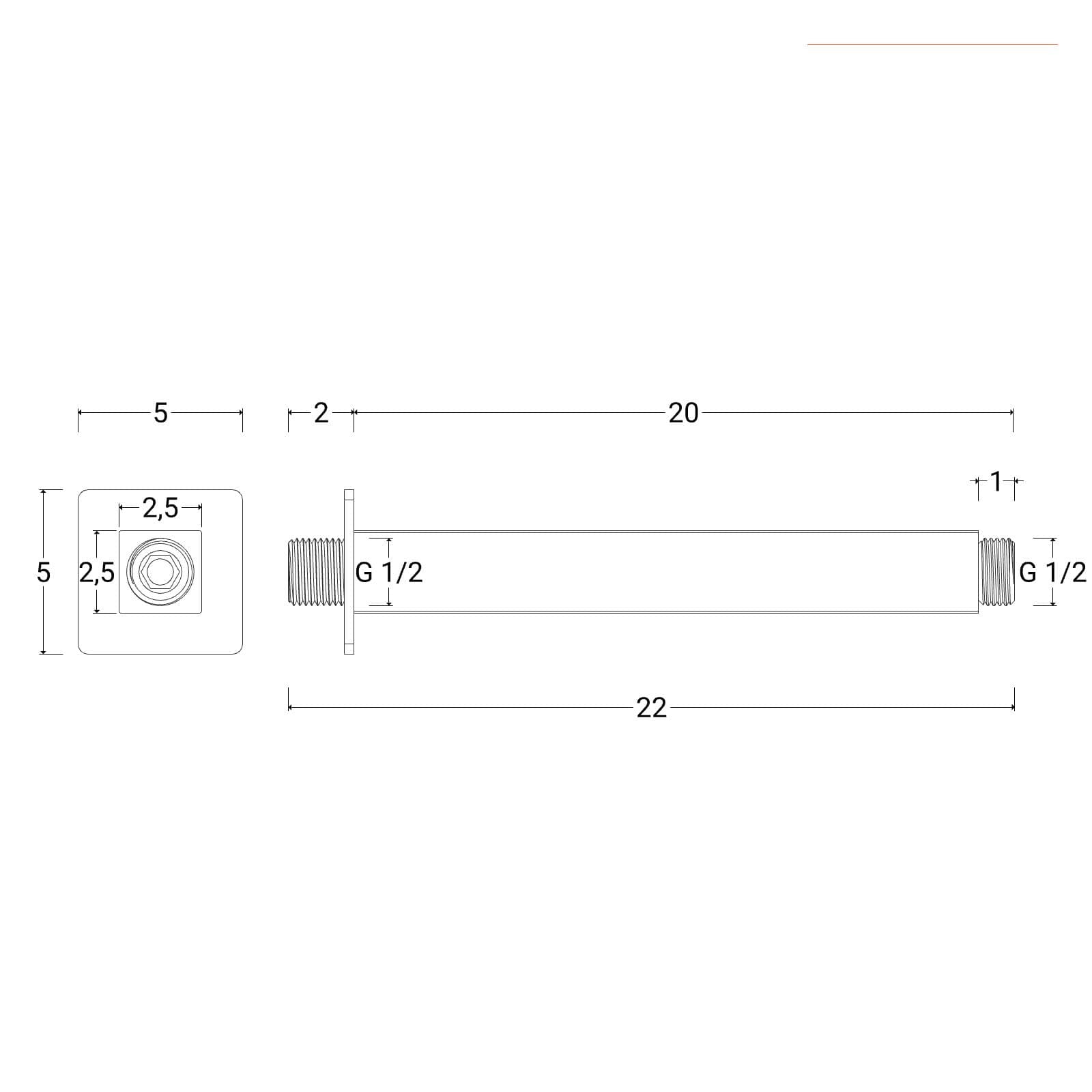 Set incasso doccia con braccio a soffitto 20 cm e soffione 25x25 cm cromo – Wing