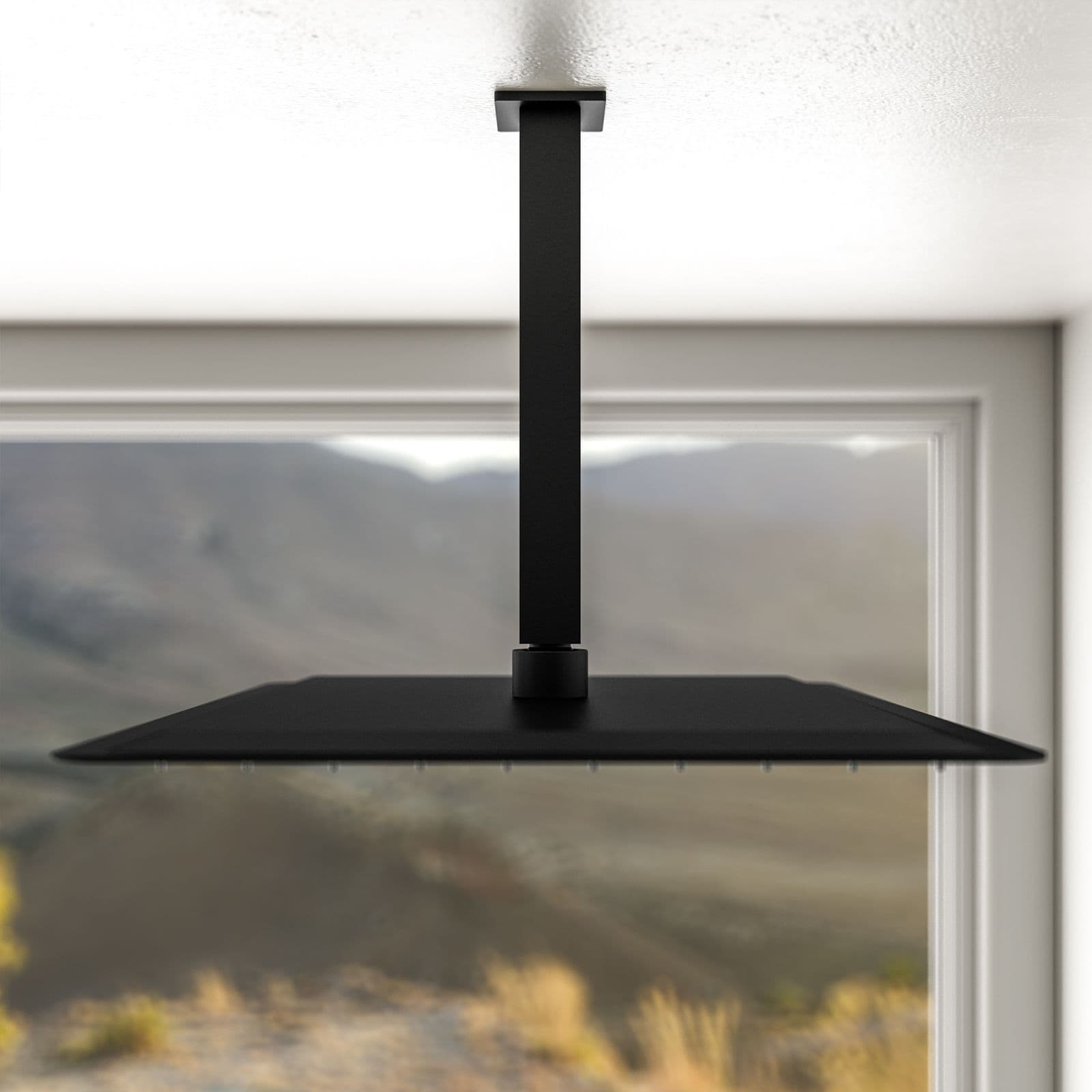 Set incasso doccia con braccio a soffitto 20 cm e soffione 40x30 cm nero - Tiamat