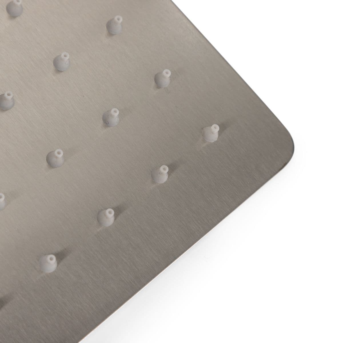 Set incasso doccia con braccio a soffitto 20 cm e soffione 40x40 cm spazzolato – Fusion