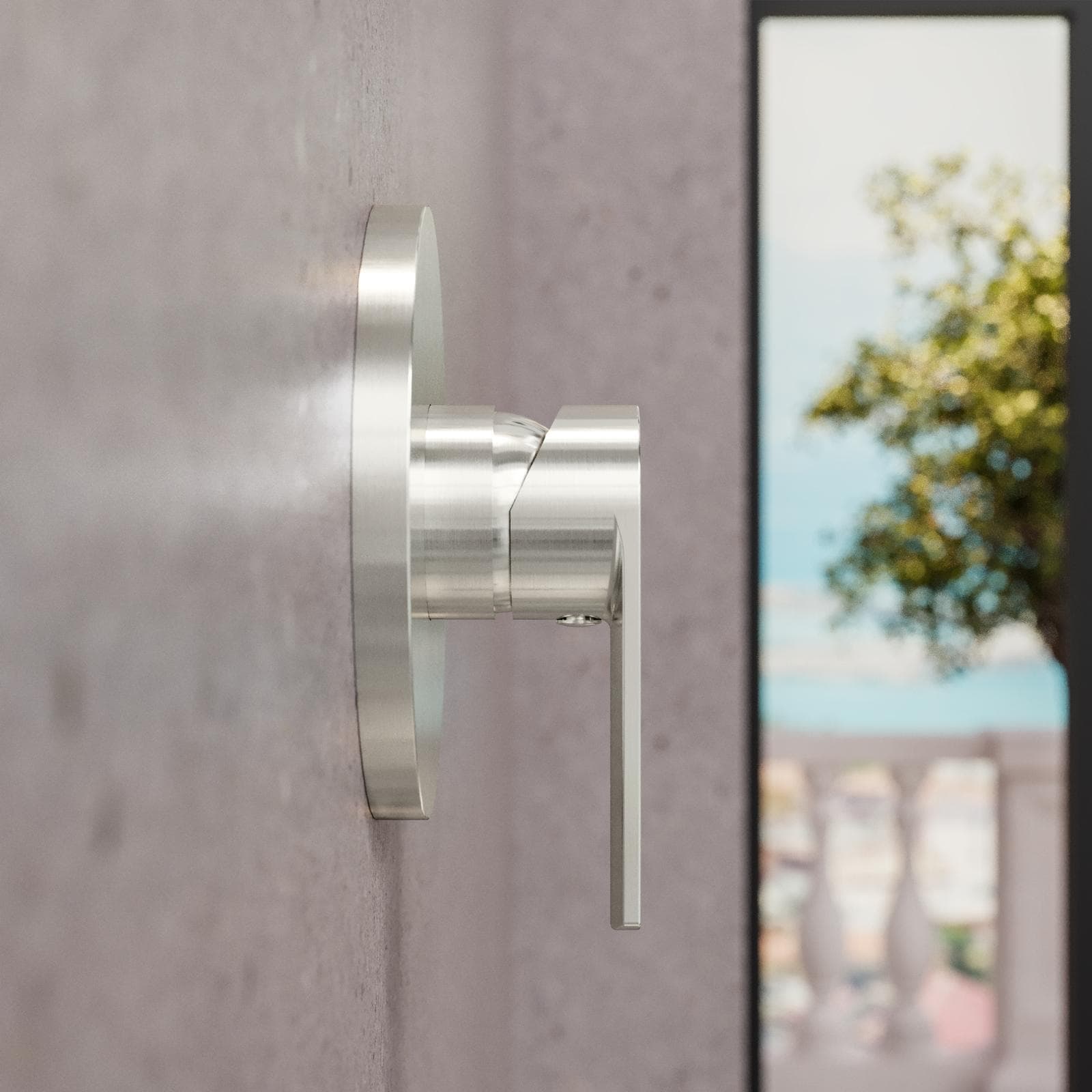 Set incasso doccia con braccio a soffitto 22 cm e soffione 25 cm spazzolato – Fluid