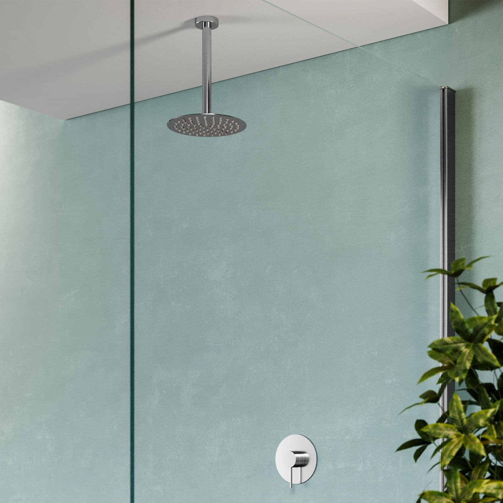 Set incasso doccia con braccio a soffitto 22 cm e soffione 20 cm cromo – Ran