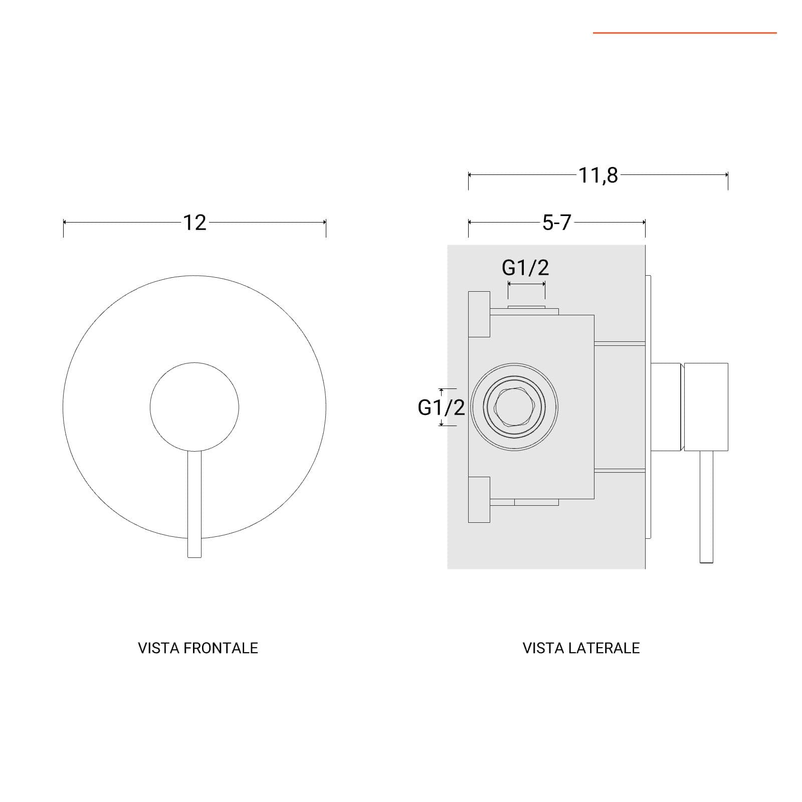 Set incasso doccia con braccio a soffitto 22 cm e soffione 30 cm cromo – Ran