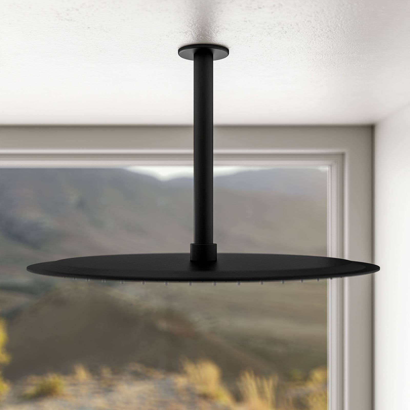 Set incasso doccia con braccio a soffitto 22 cm e soffione 40 cm nero – Tila