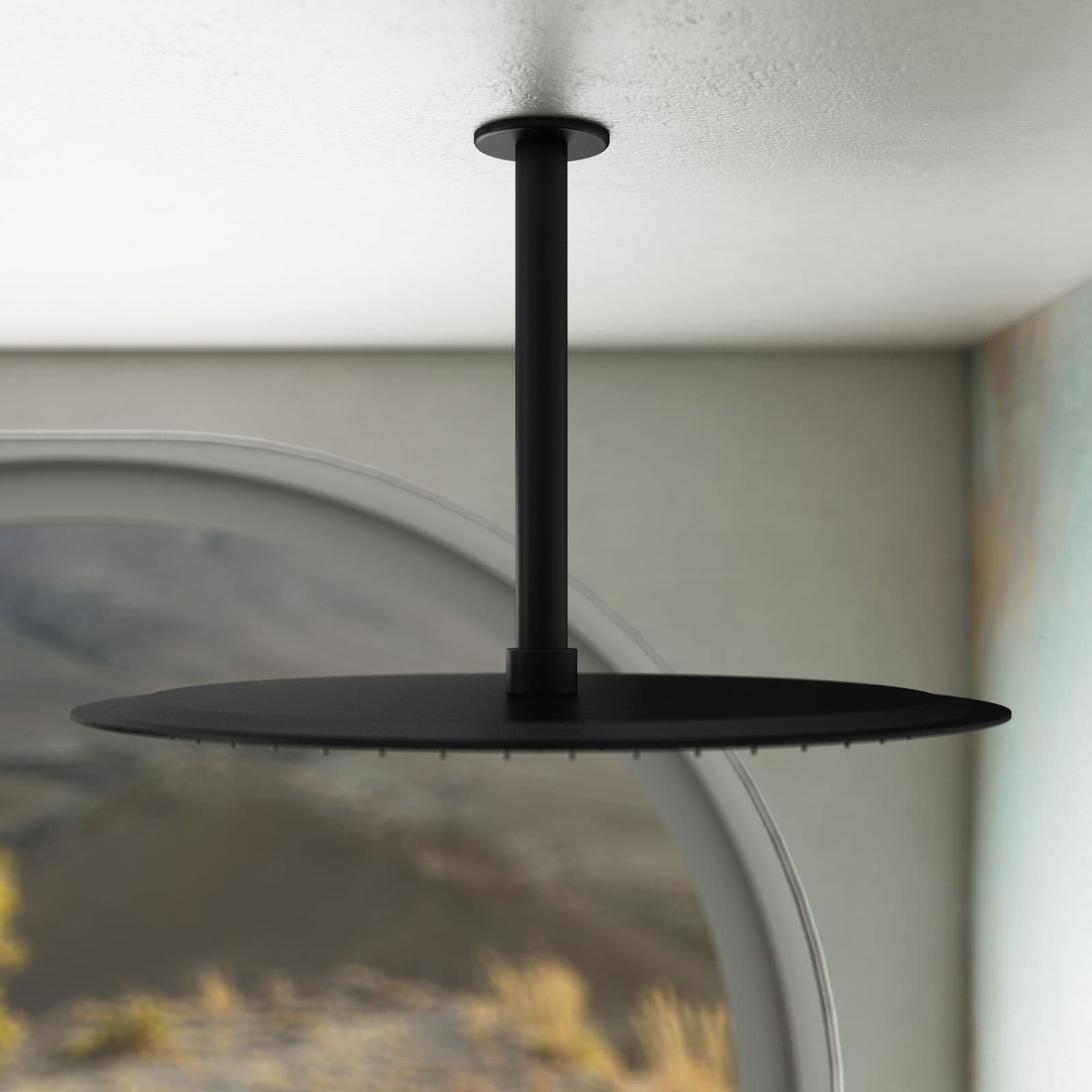 Set incasso doccia con braccio a soffitto 22 cm e soffione 40 cm nero – Key