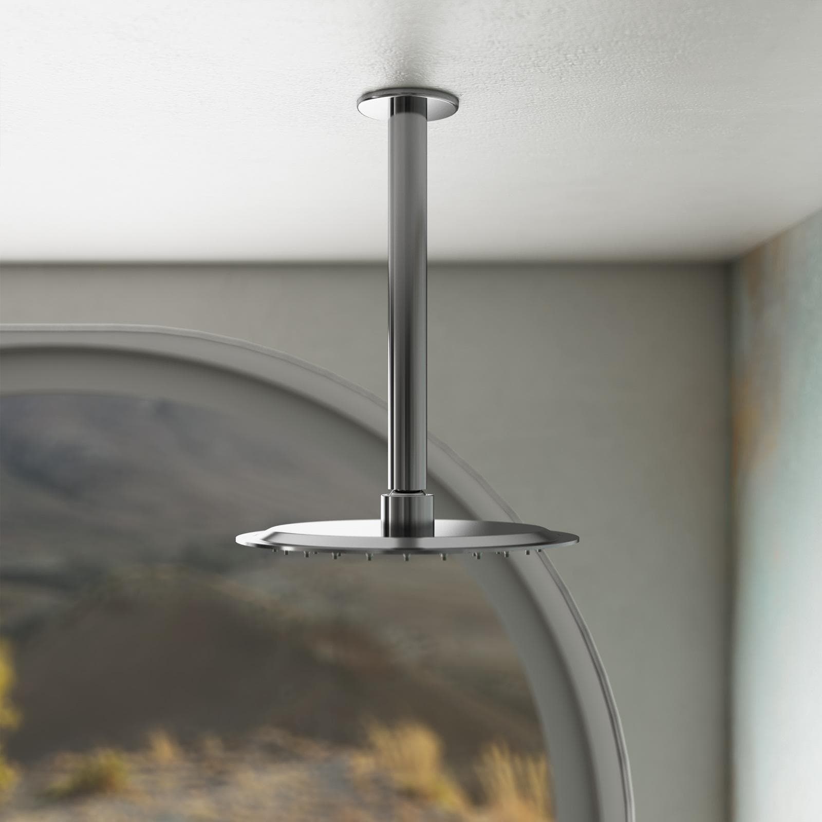 Set incasso doccia con braccio a soffitto 32 cm e soffione 25 cm cromo – Key
