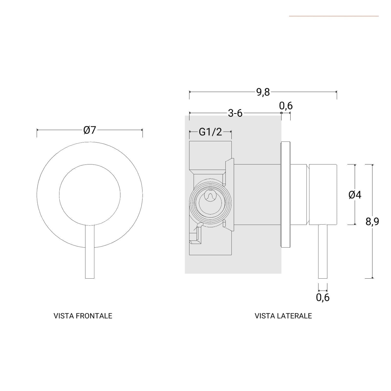 Set incasso doccia con braccio doccia 35 cm e soffione 25 cm acciaio inox 316 - Pure