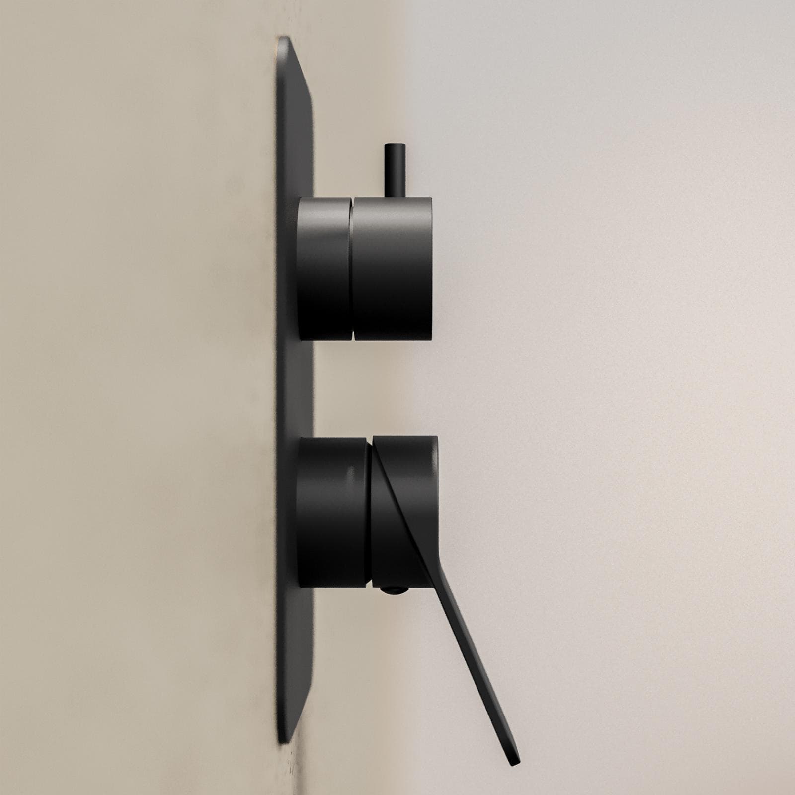 Set incasso doccia con deviatore con braccio a soffitto 20 cm e soffione 30x30 cm nero – Wing