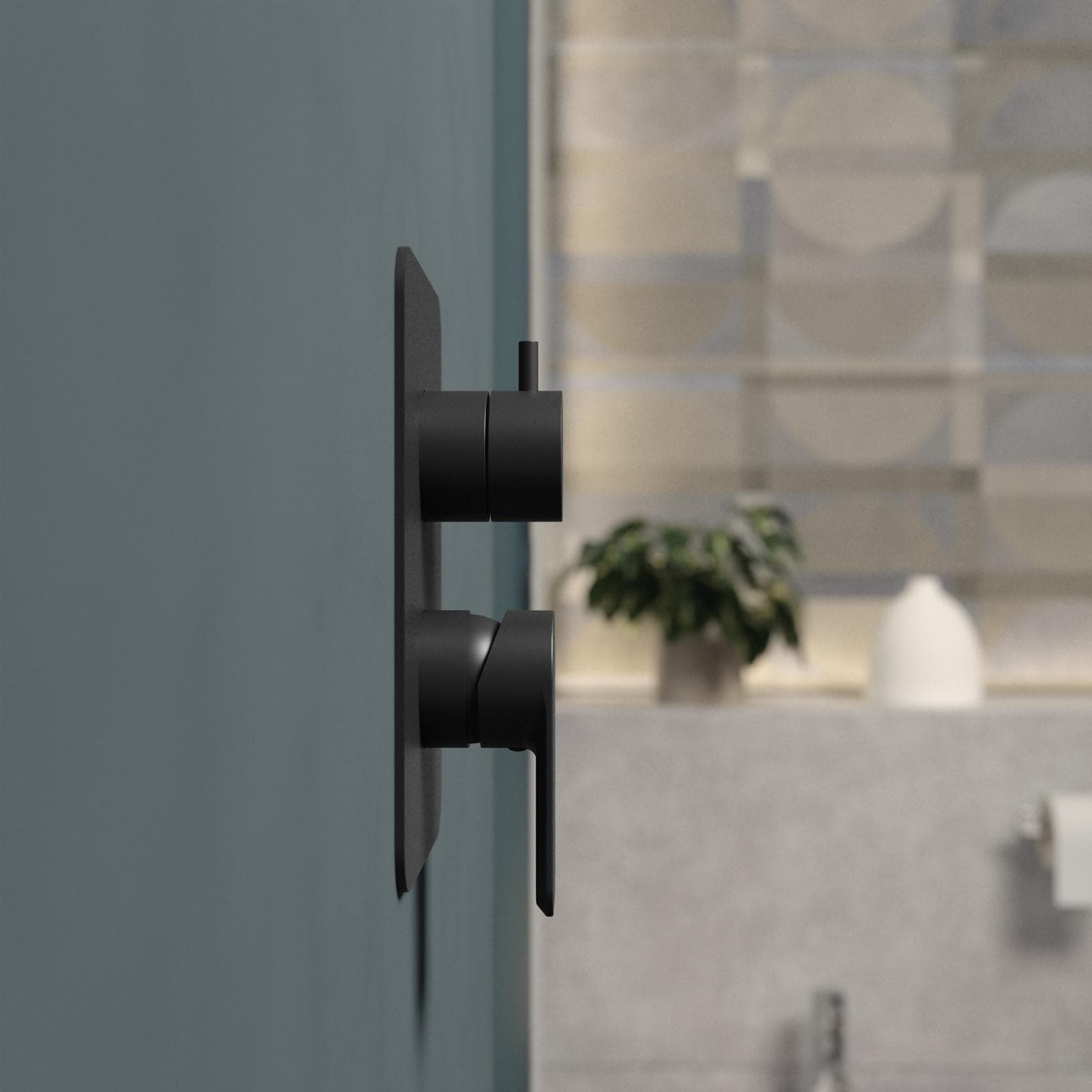 Set incasso doccia con deviatore con braccio doccia 35 cm e soffione 25x15 cm nero – Fusion