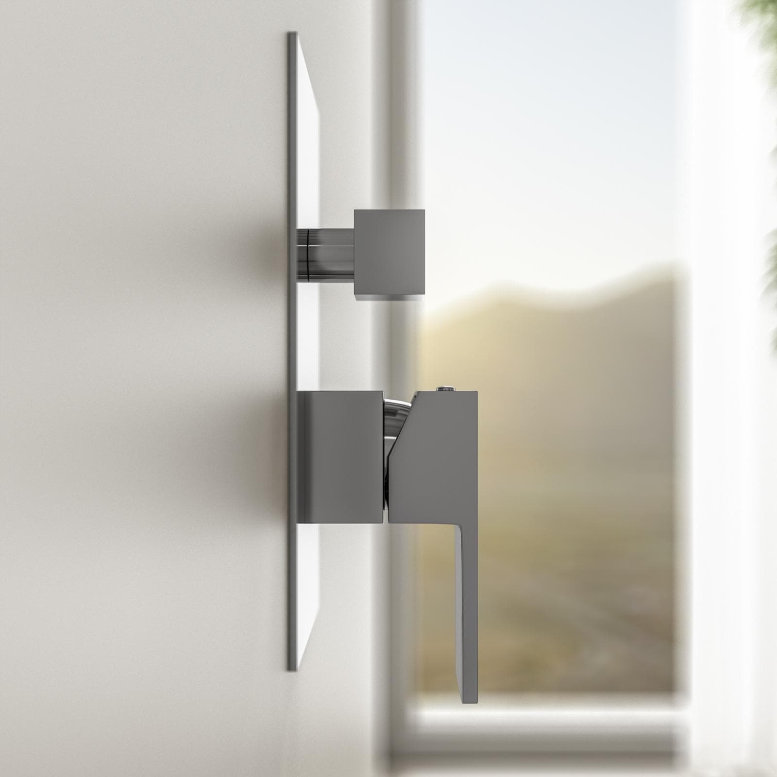Set incasso doccia con deviatore e doccino con braccio doccia a soffitto 20 cm e soffione 30x30 cm cromo – Tiamat