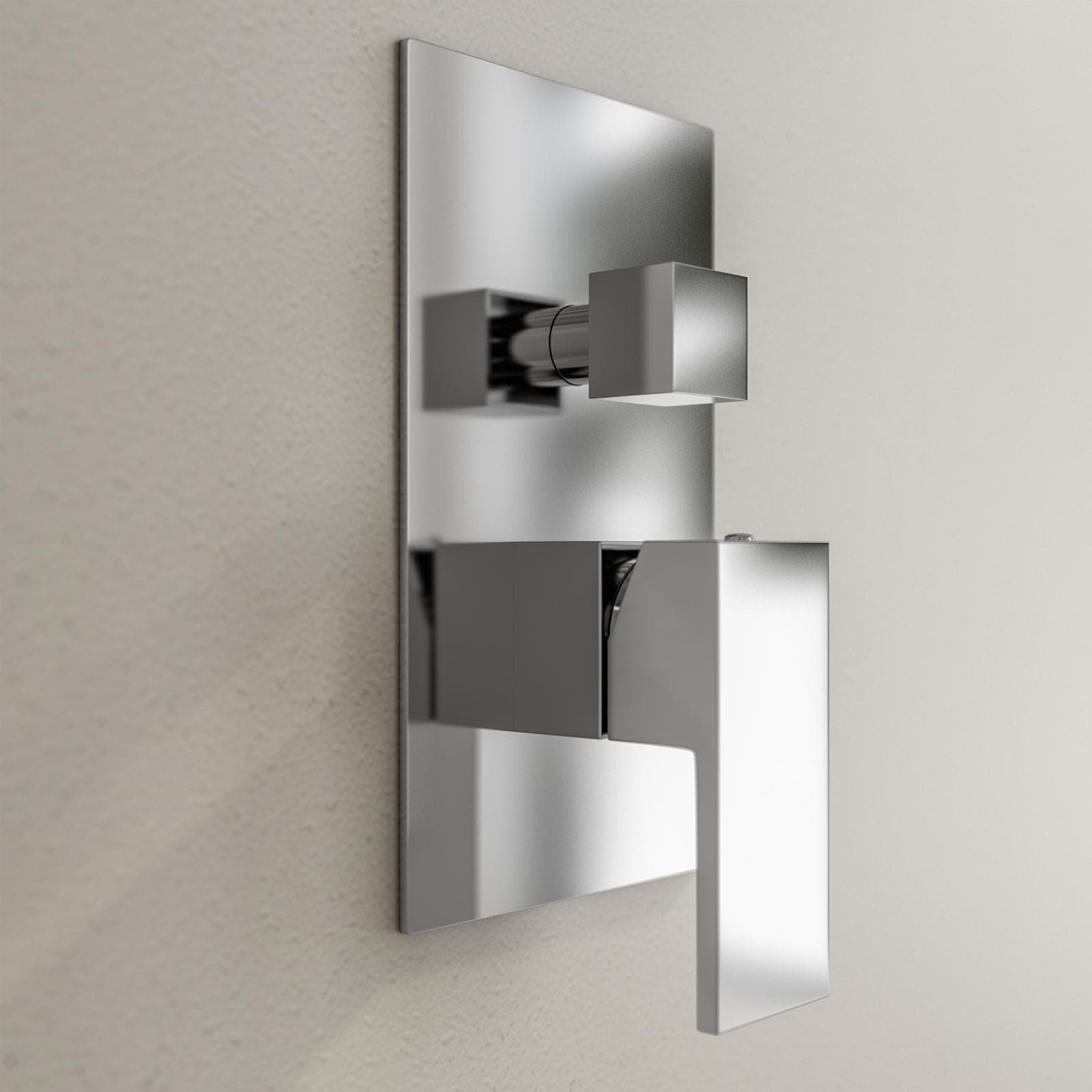 Set incasso doccia con deviatore e doccino con braccio doccia a soffitto 20 cm e soffione 40x40 cm cromo – Tiamat