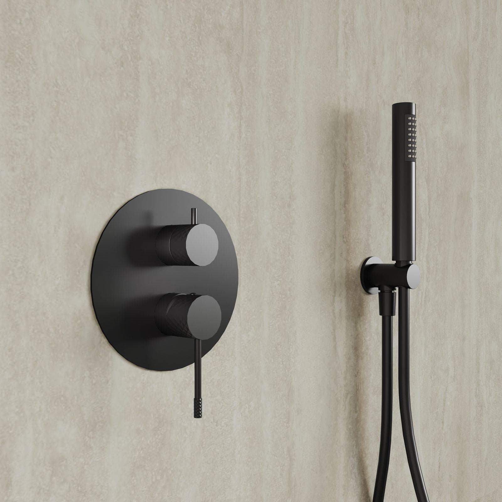 Set incasso doccia con soffione e doccino in acciaio inox nero opaco - Fear