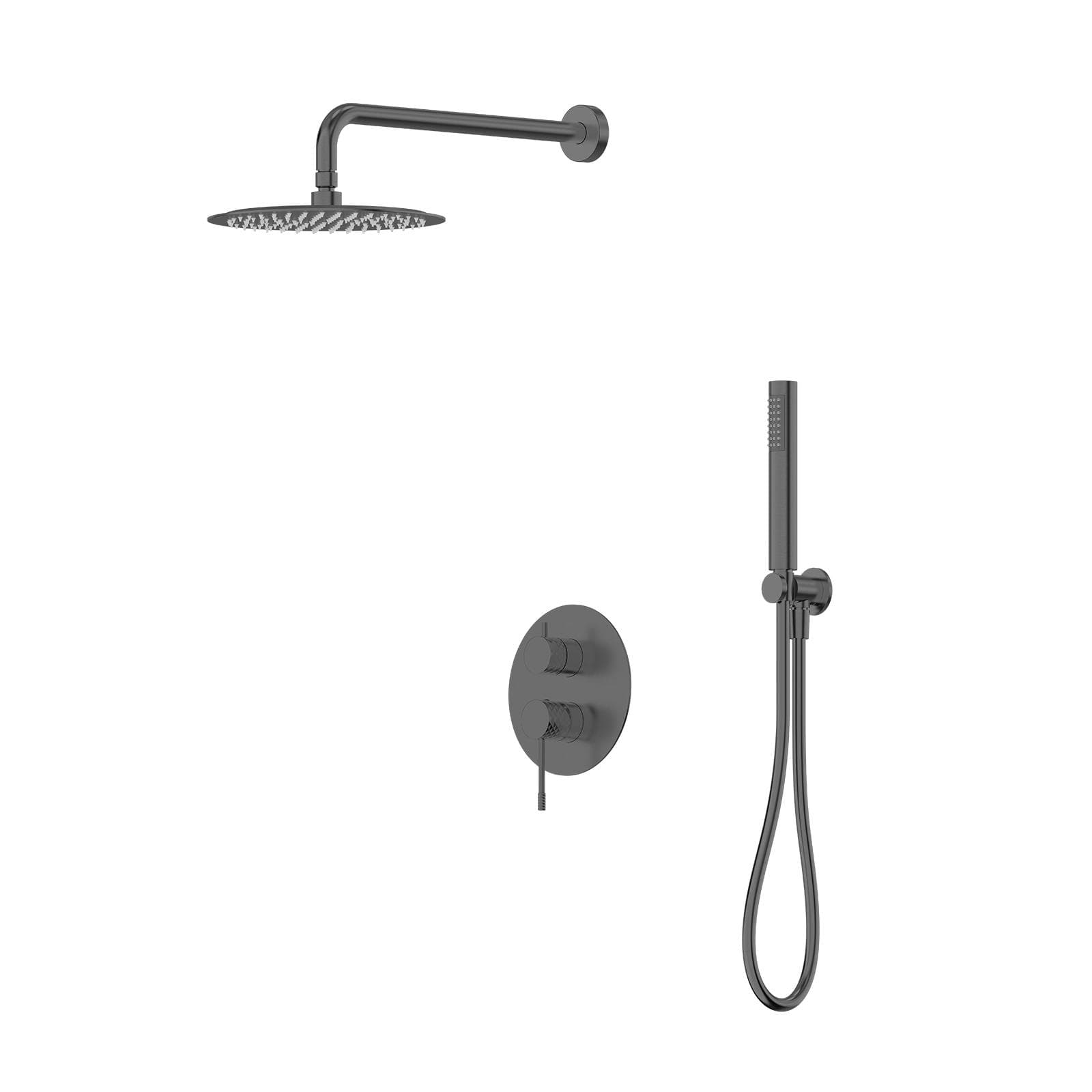Set incasso doccia con soffione e doccino in acciaio inox nero spazzolato anti-impronta - Fear