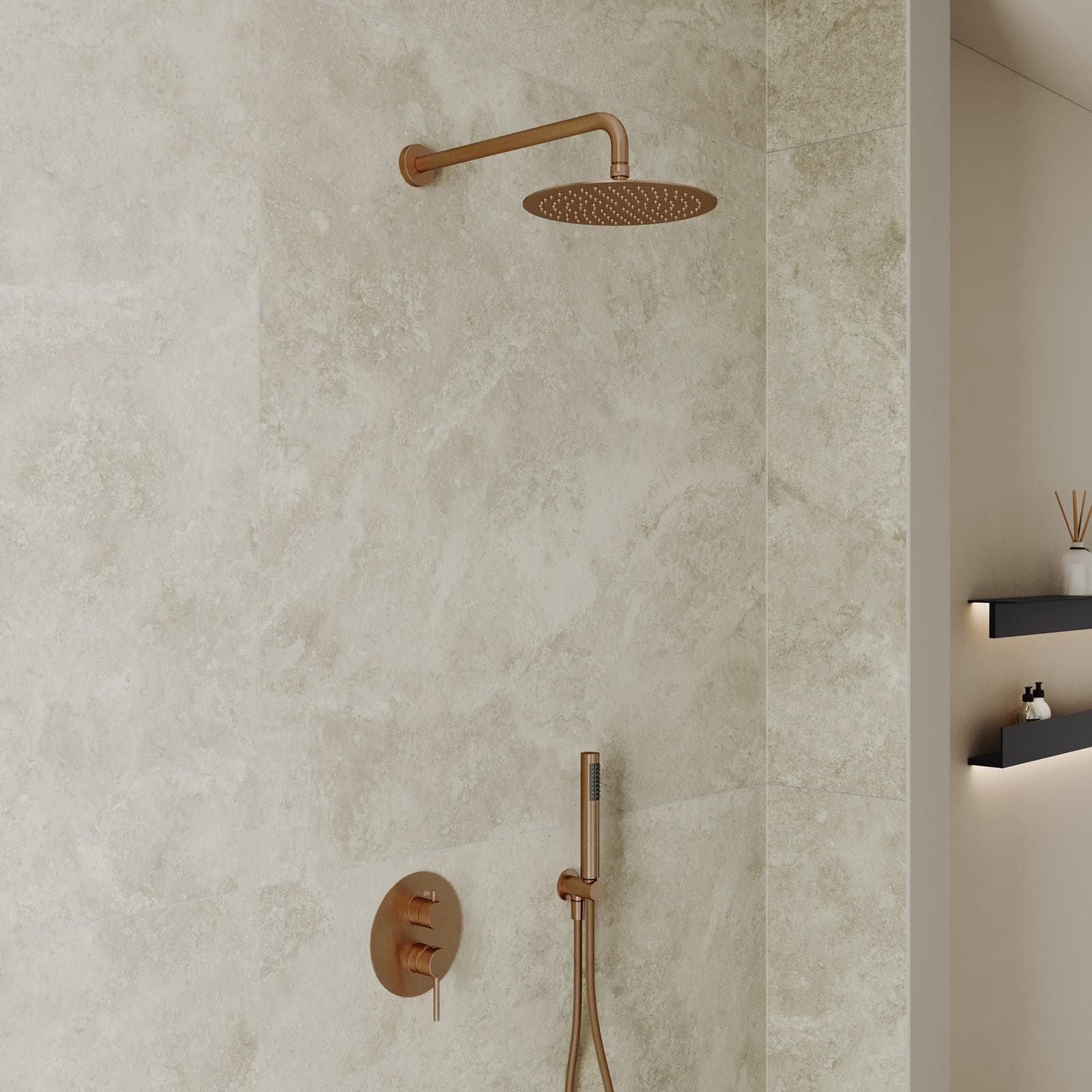 Set incasso doccia in ottone bronzo spazzolato anti-impronta - Oasis
