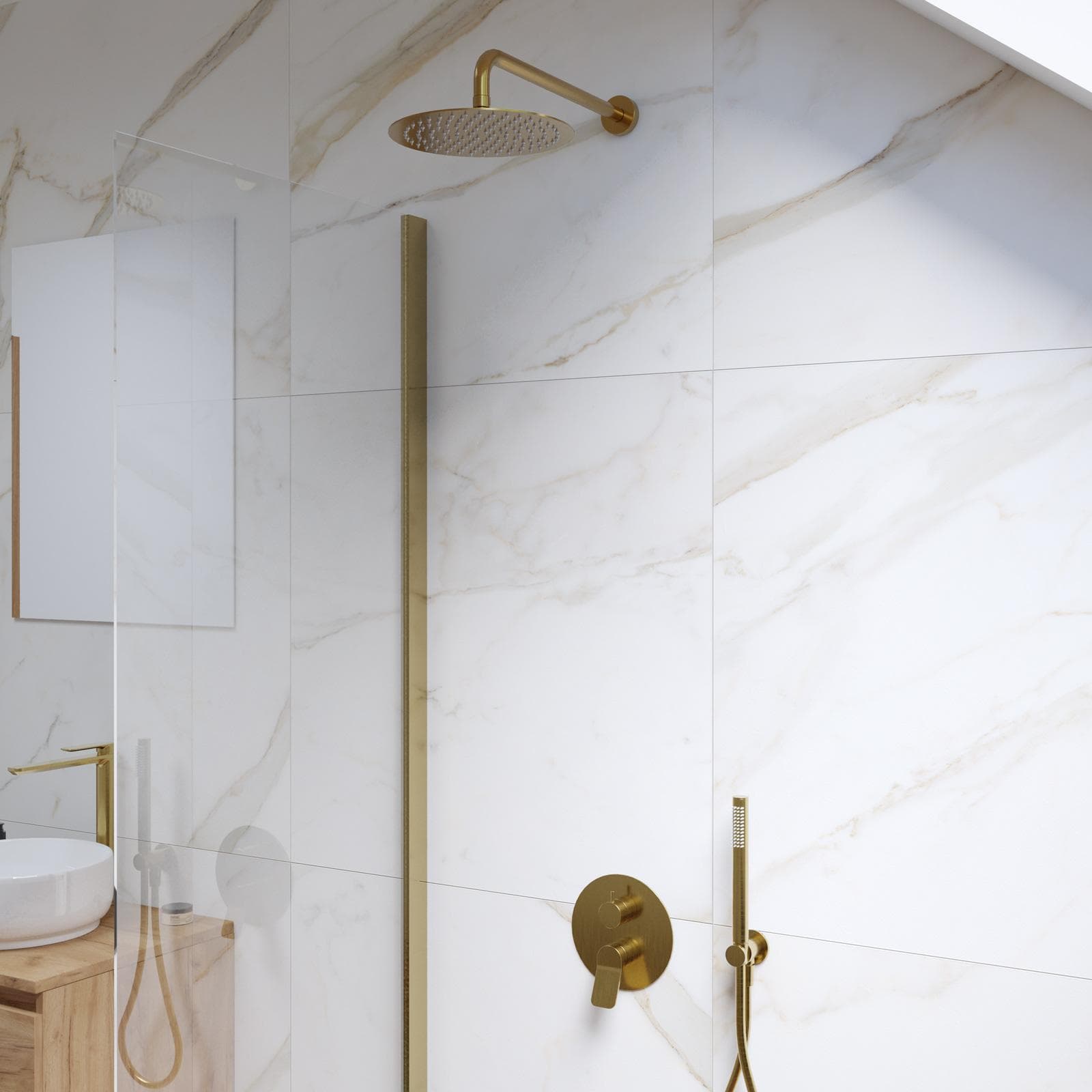 Set incasso doccia in ottone oro spazzolato anti-impronta - Nocta