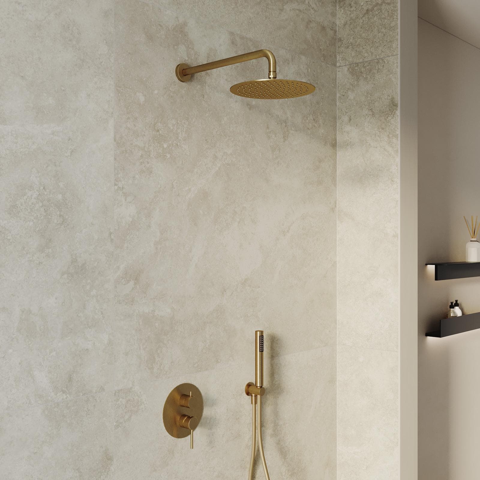 Set incasso doccia in ottone oro spazzolato anti-impronta - Oasis