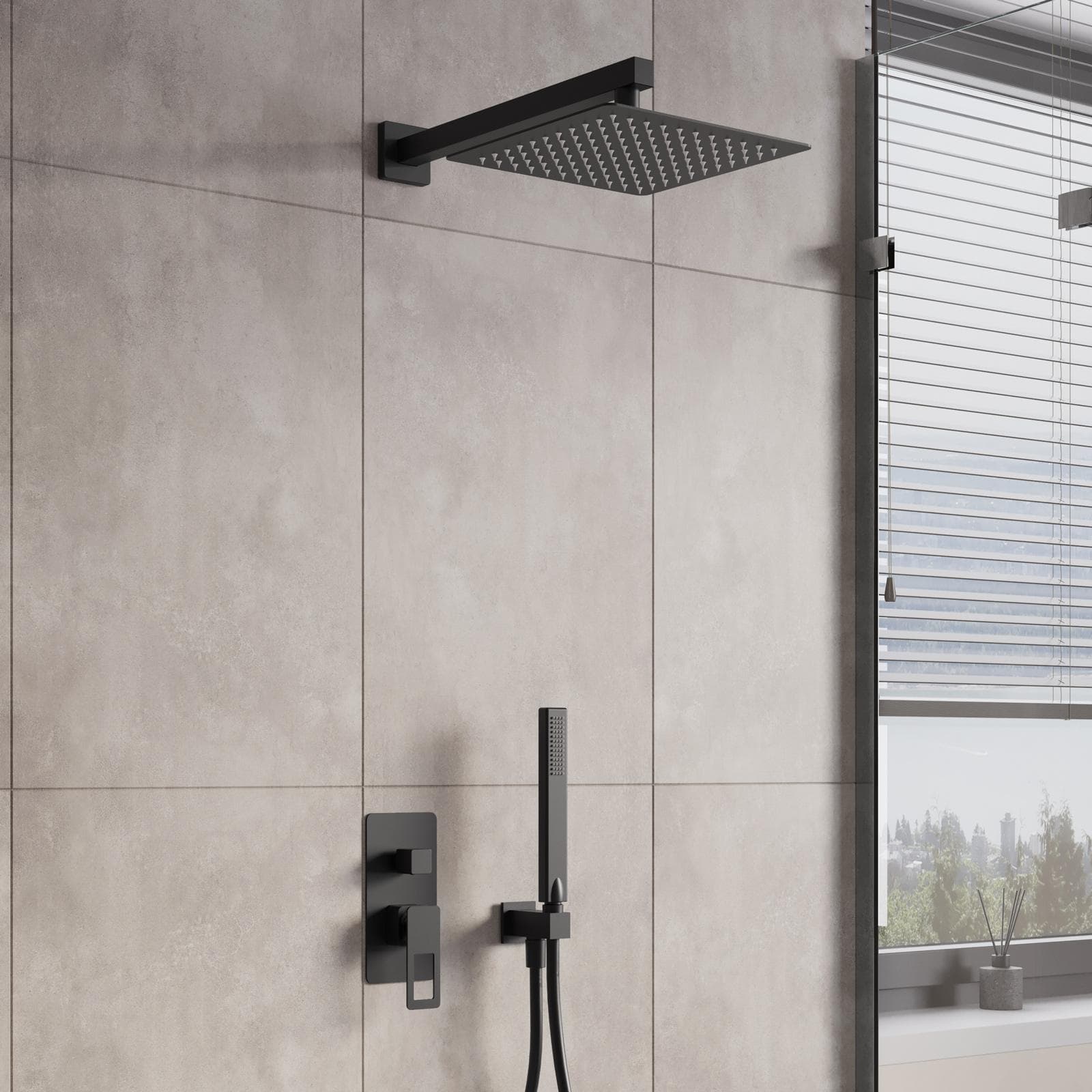 Set incasso doccia nero opaco - Thano
