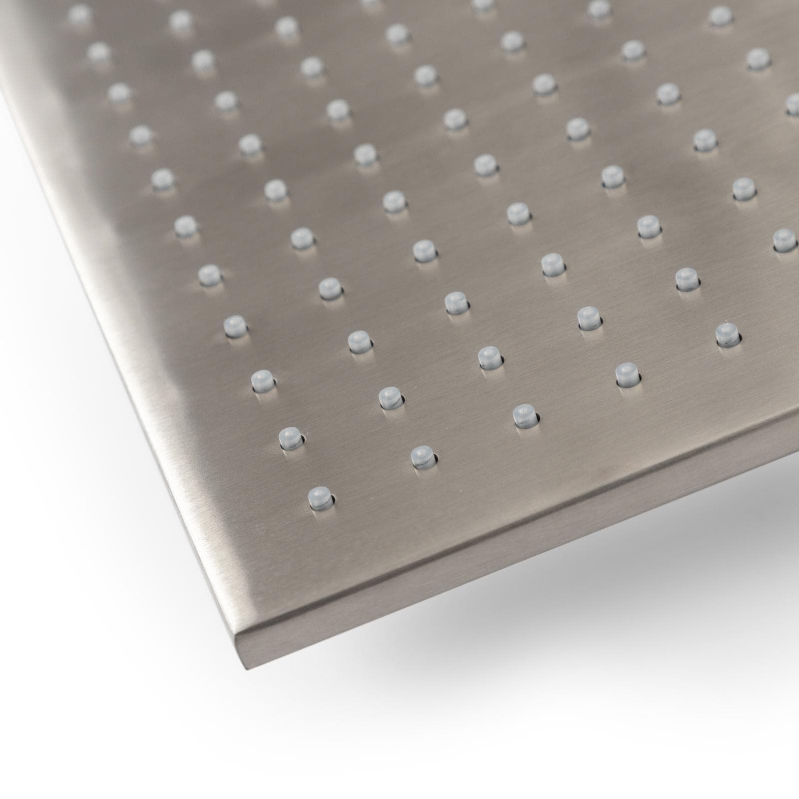 Set incasso doccia squadrato con braccio 35 cm e soffione 25 x 25 cm in acciaio inox 316 satinato – Pure