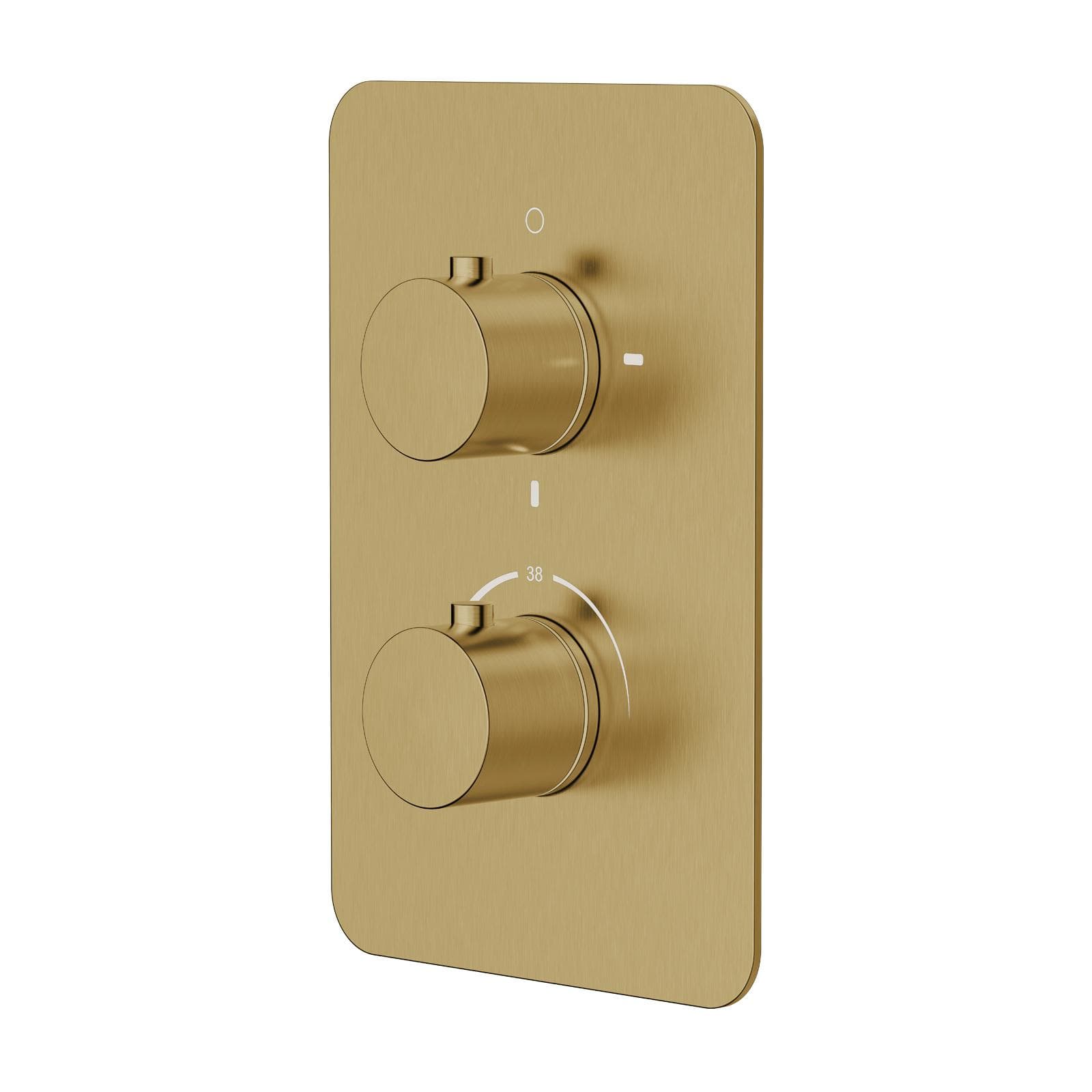 Set incasso doccia termostatico con deviatore con braccio doccia 40 cm e soffione 30x30 cm oro spazzolato – Fusion