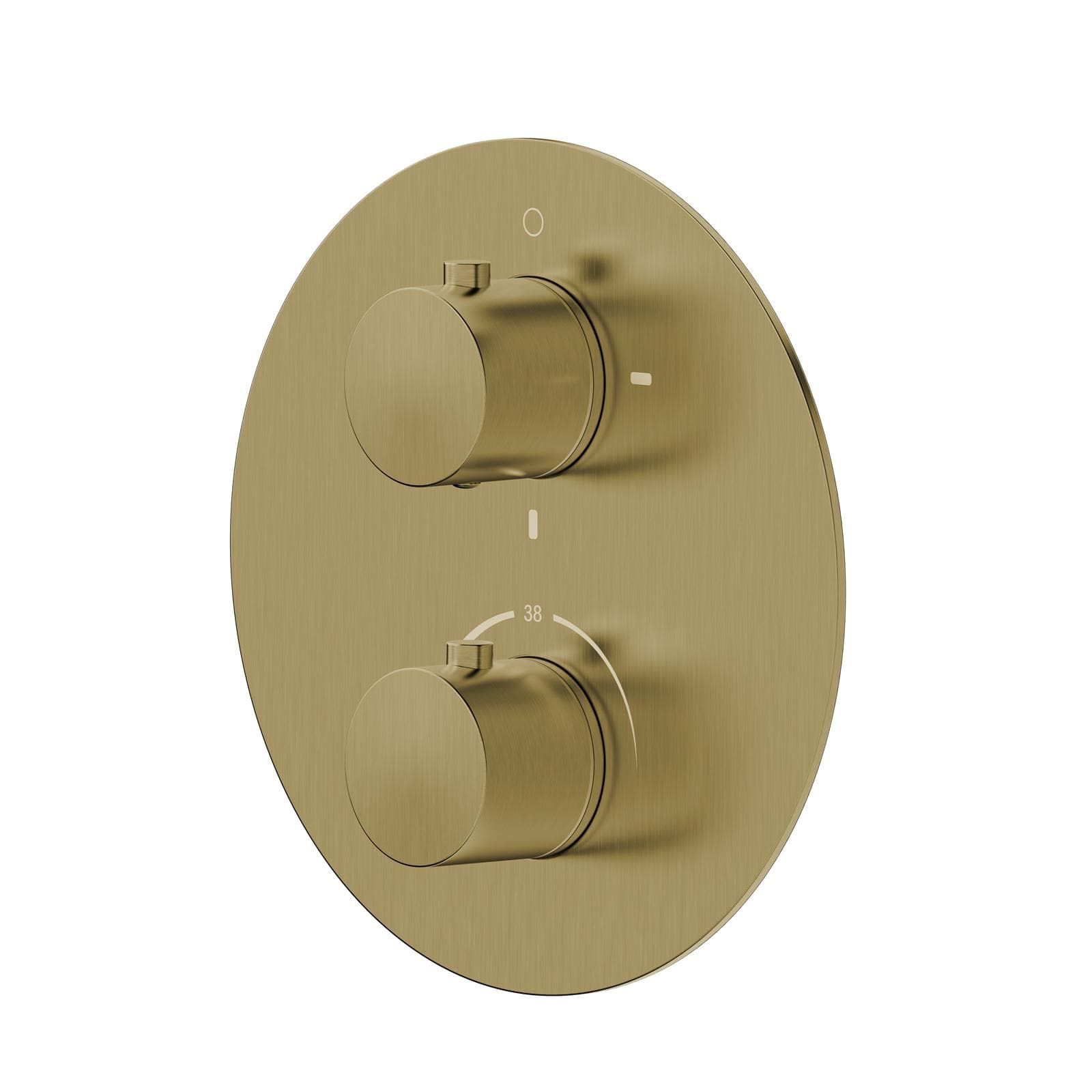 Set incasso doccia termostatico con deviatore e doccino con braccio doccia 35 cm e soffione 30 cm oro spazzolato – Key