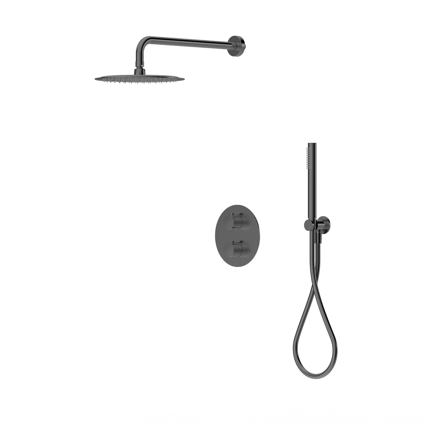 Set incasso doccia termostatico in ottone nero spazzolato anti-impronta - Nocta