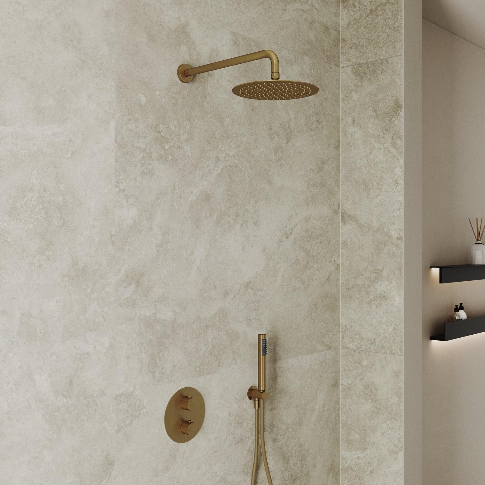 Set incasso in ottone oro spazzolato anti-impronta - Oasis