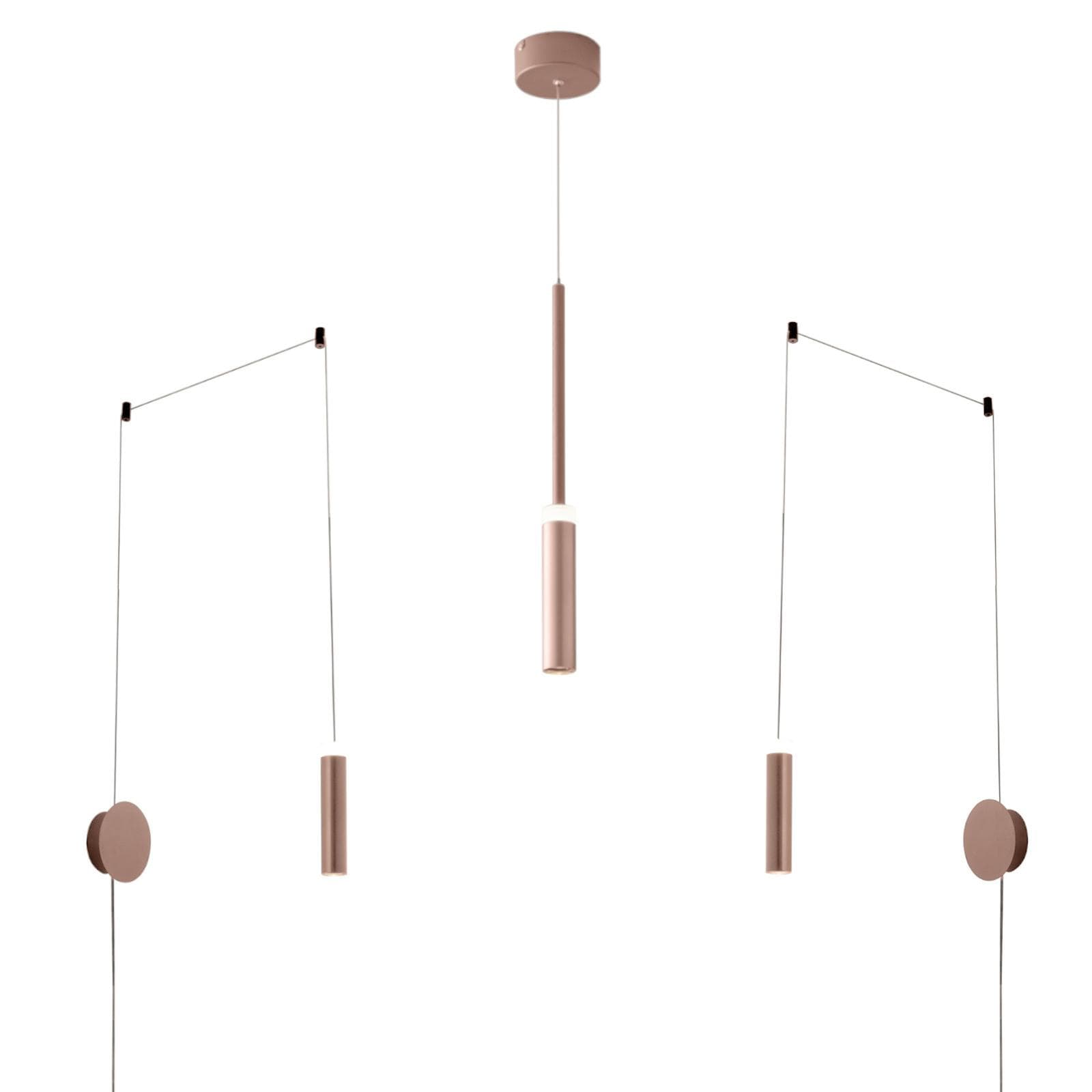 Set lampada a sospensione 140h cm e 2 applique in alluminio color bronzo