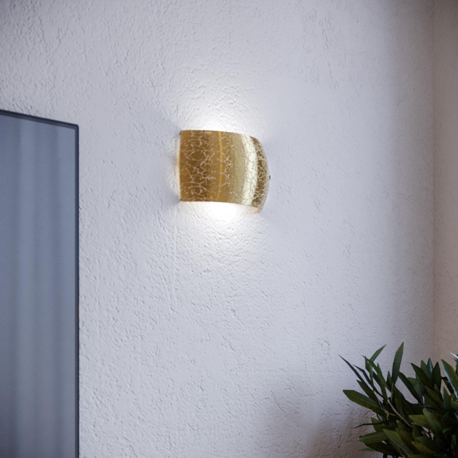 Set lampada a sospensione 20 cm e 2 applique in vetro con foglia oro