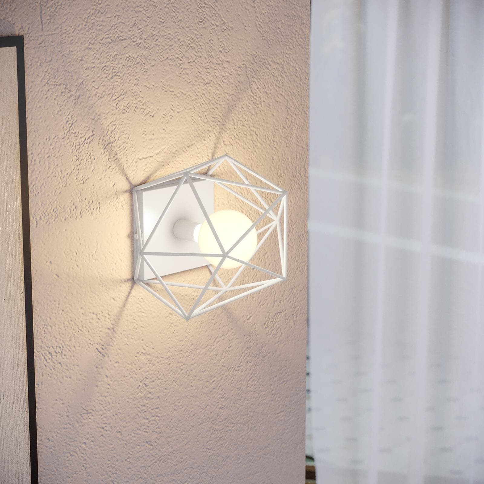 Set lampada a sospensione e 2 plafoniere in metallo bianco