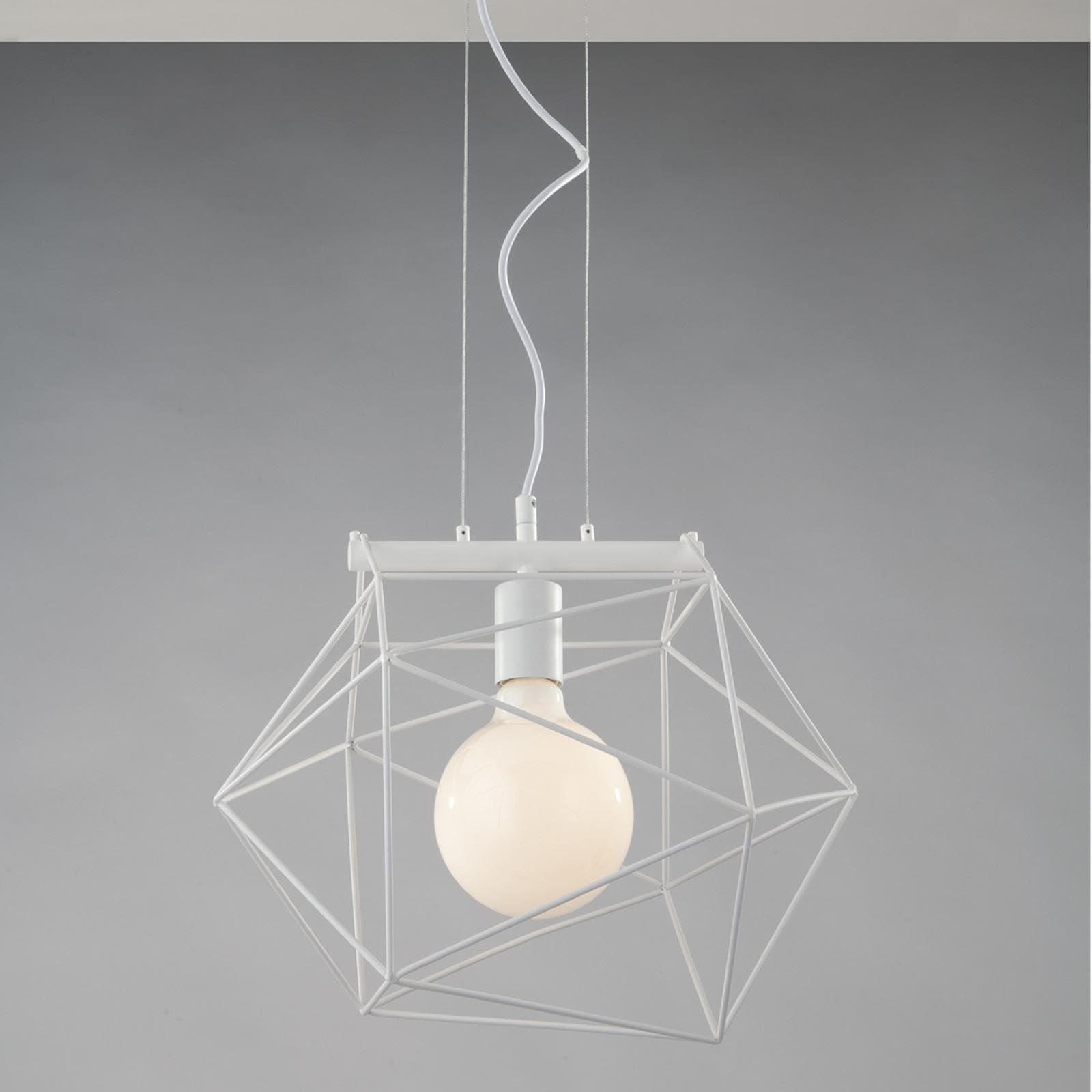 Set lampada a sospensione e 2 plafoniere in metallo bianco