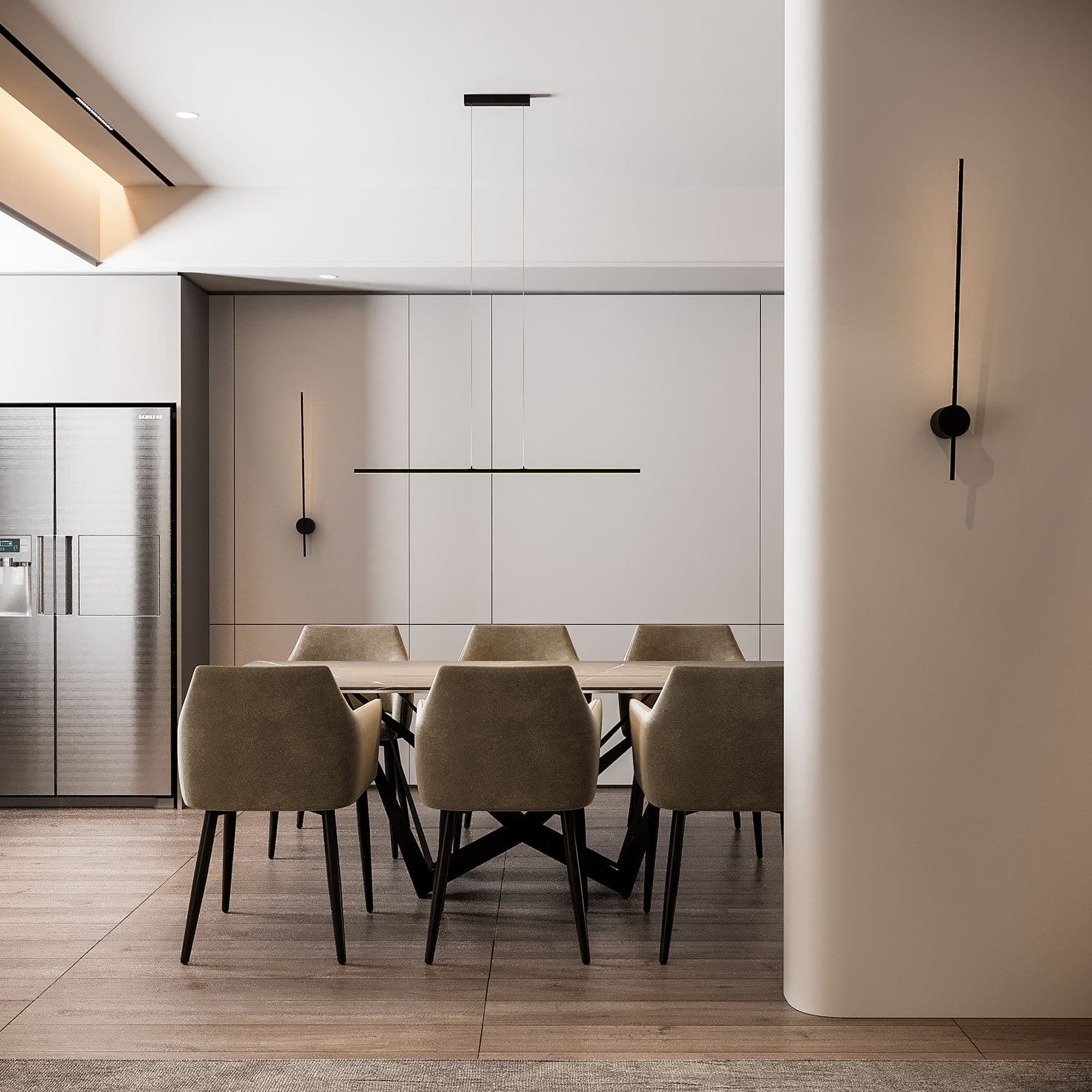 Set lampada da soffitto 150 cm e 2 applique a luce calda in alluminio nero goffrato