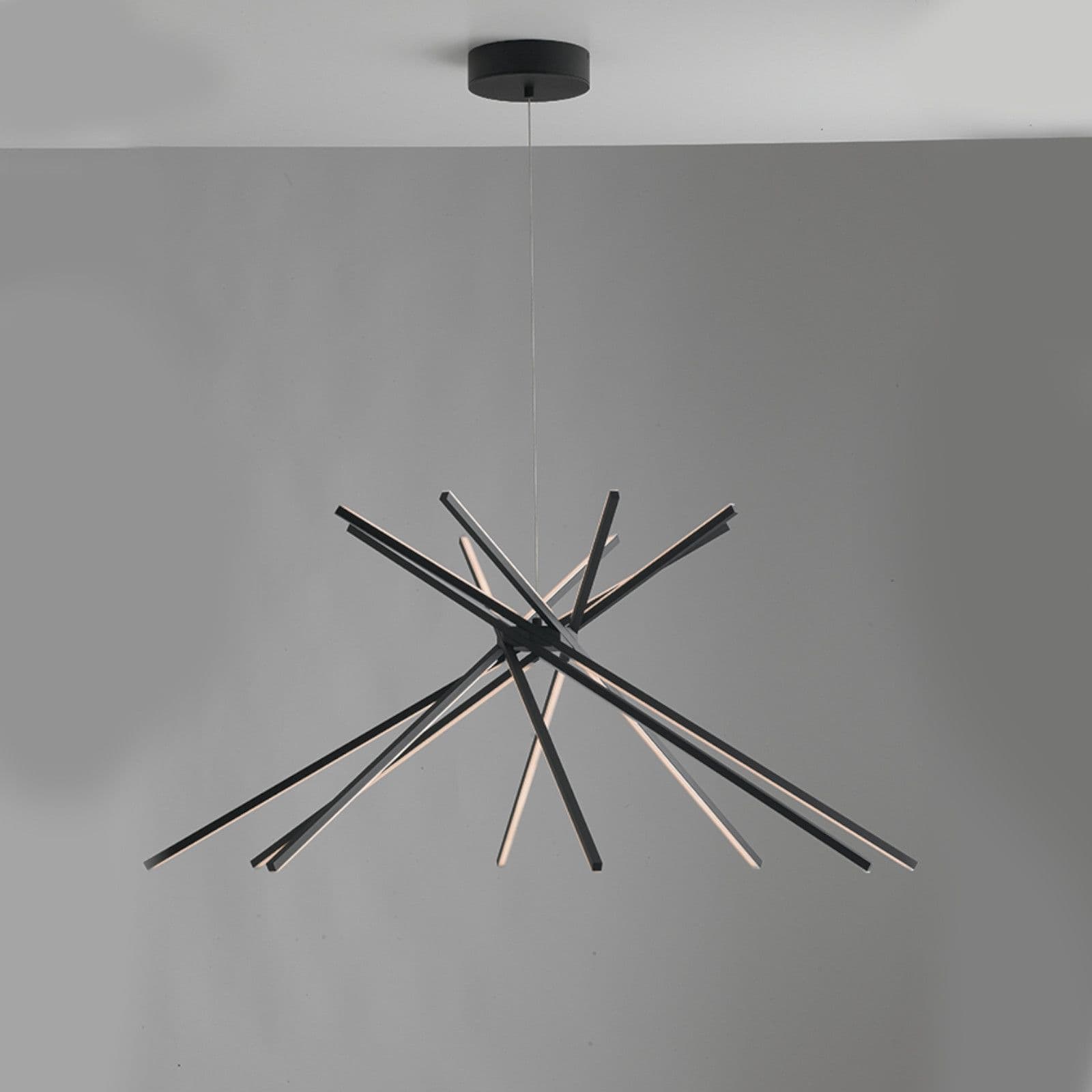 Set lampada da soffitto 160 cm e 2 applique a luce naturale in alluminio nero goffrato