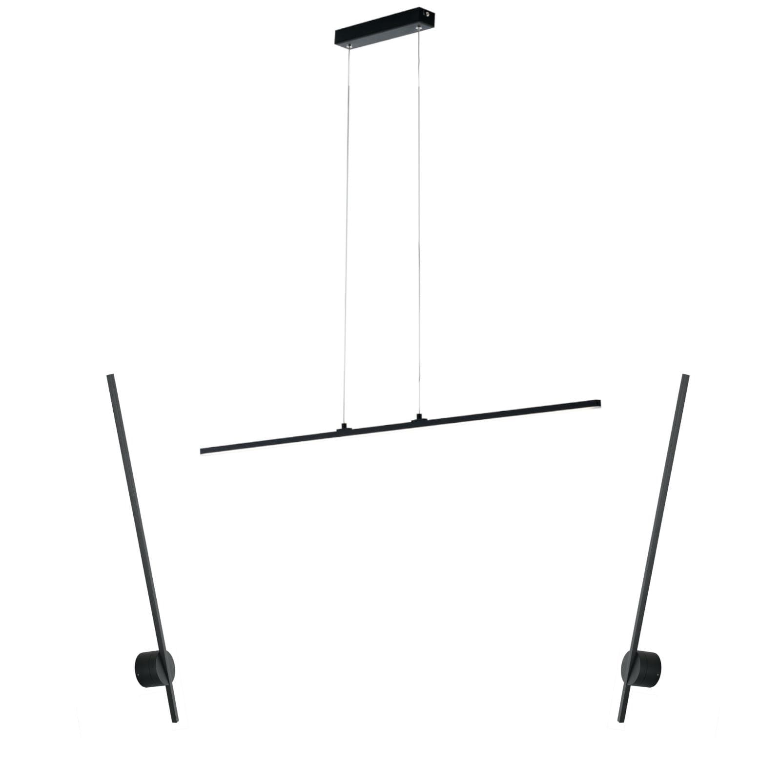 Set lampada da soffitto e 2 applique a luce naturale in alluminio nero goffrato