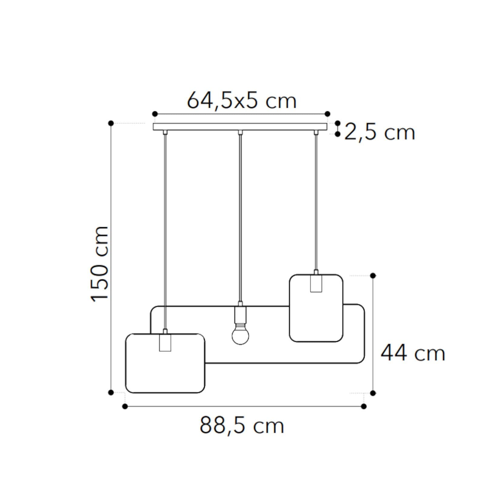 Set lampadario a sospensione + 2 applique in metallo nero e oro
