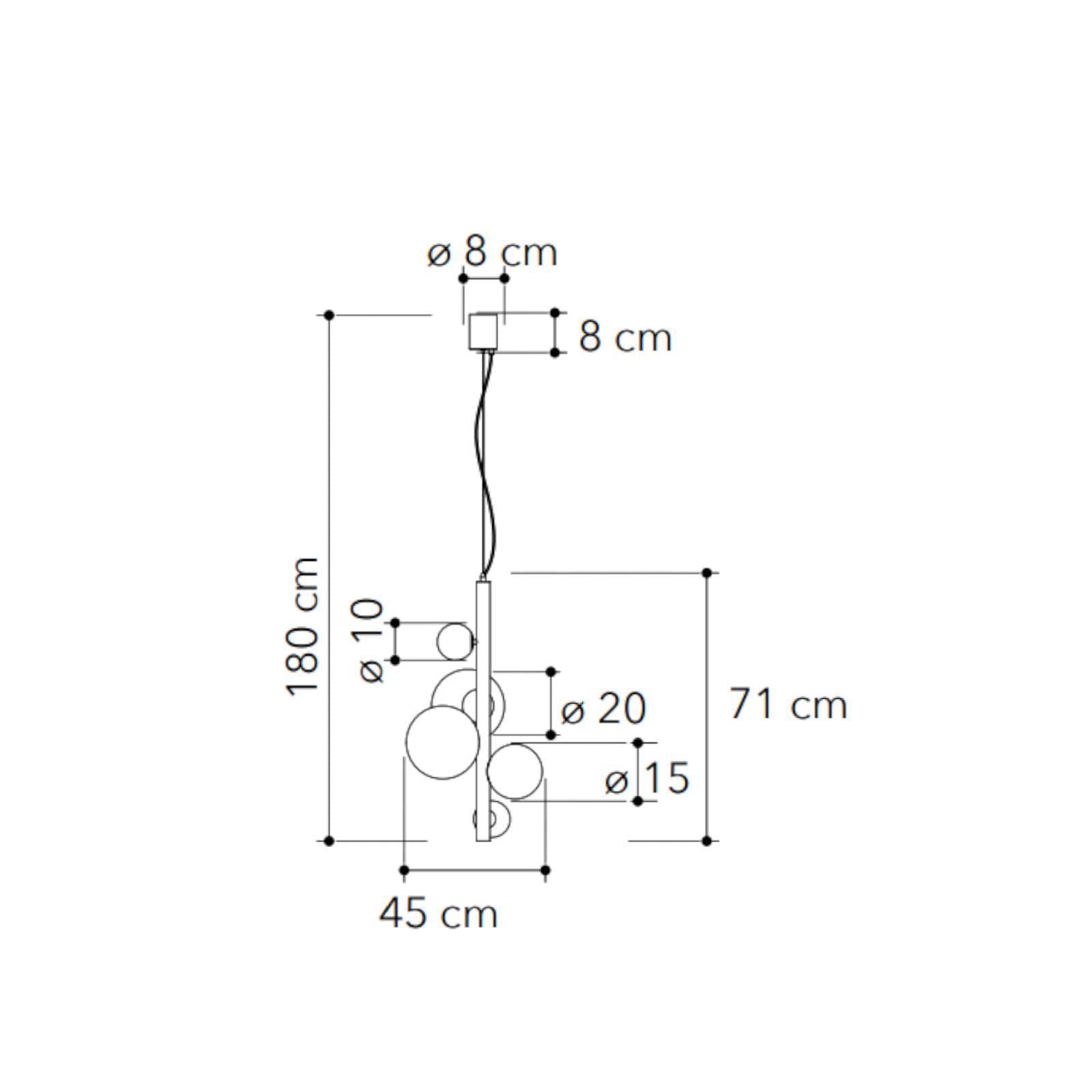 Set lampadario a sospensione da 5 lampade e 2 applique in oro rosa e vetro soffiato