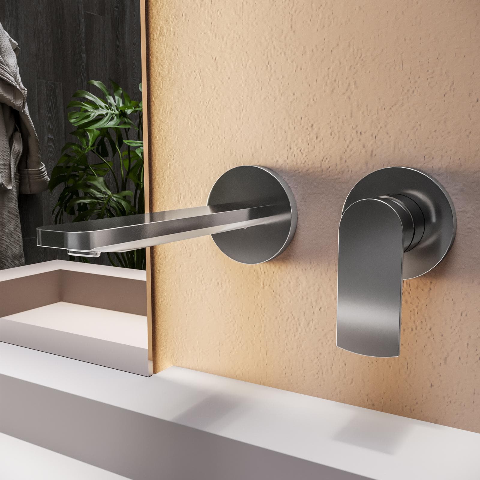 Set miscelatore lavabo a muro canna 20 cm e bidet cromo – Fluid