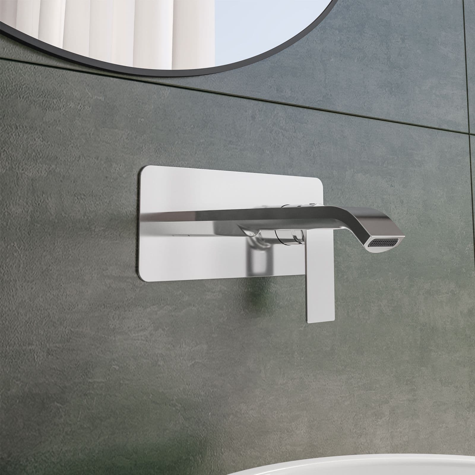 Set miscelatore lavabo a muro canna 20 con piastra e bidet con esterno vasca cromo – Iota