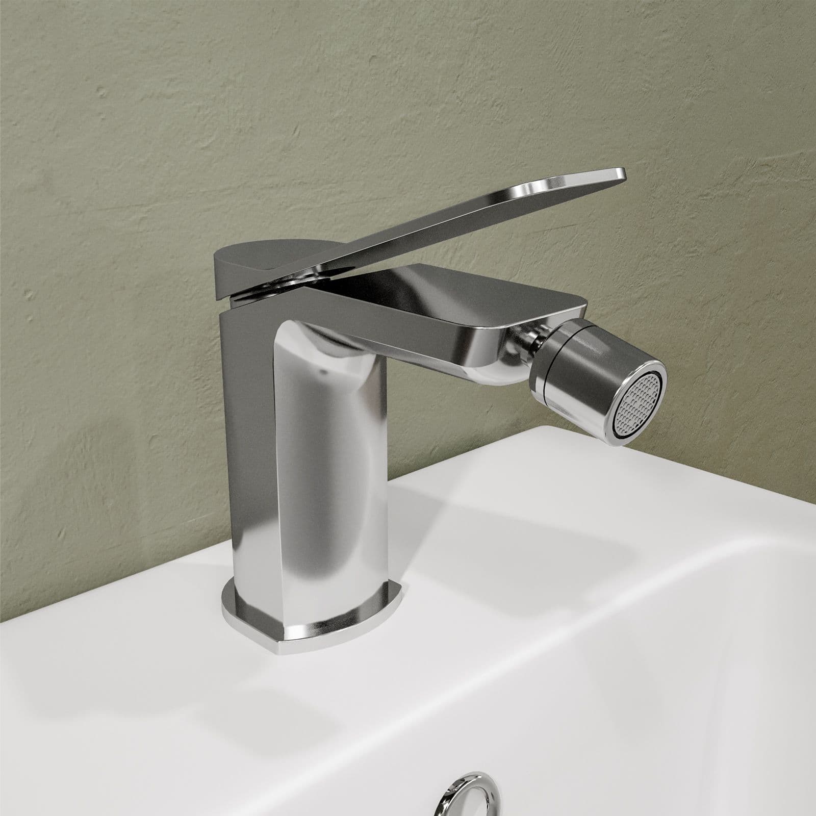 Set miscelatore lavabo a muro canna 20 con piastra e bidet con esterno vasca cromo – Wing
