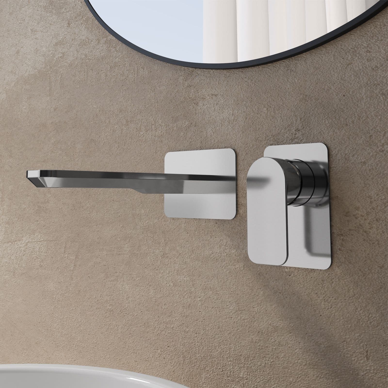 Set miscelatore lavabo a muro canna 20 e bidet con esterno doccia cromo – Fusion