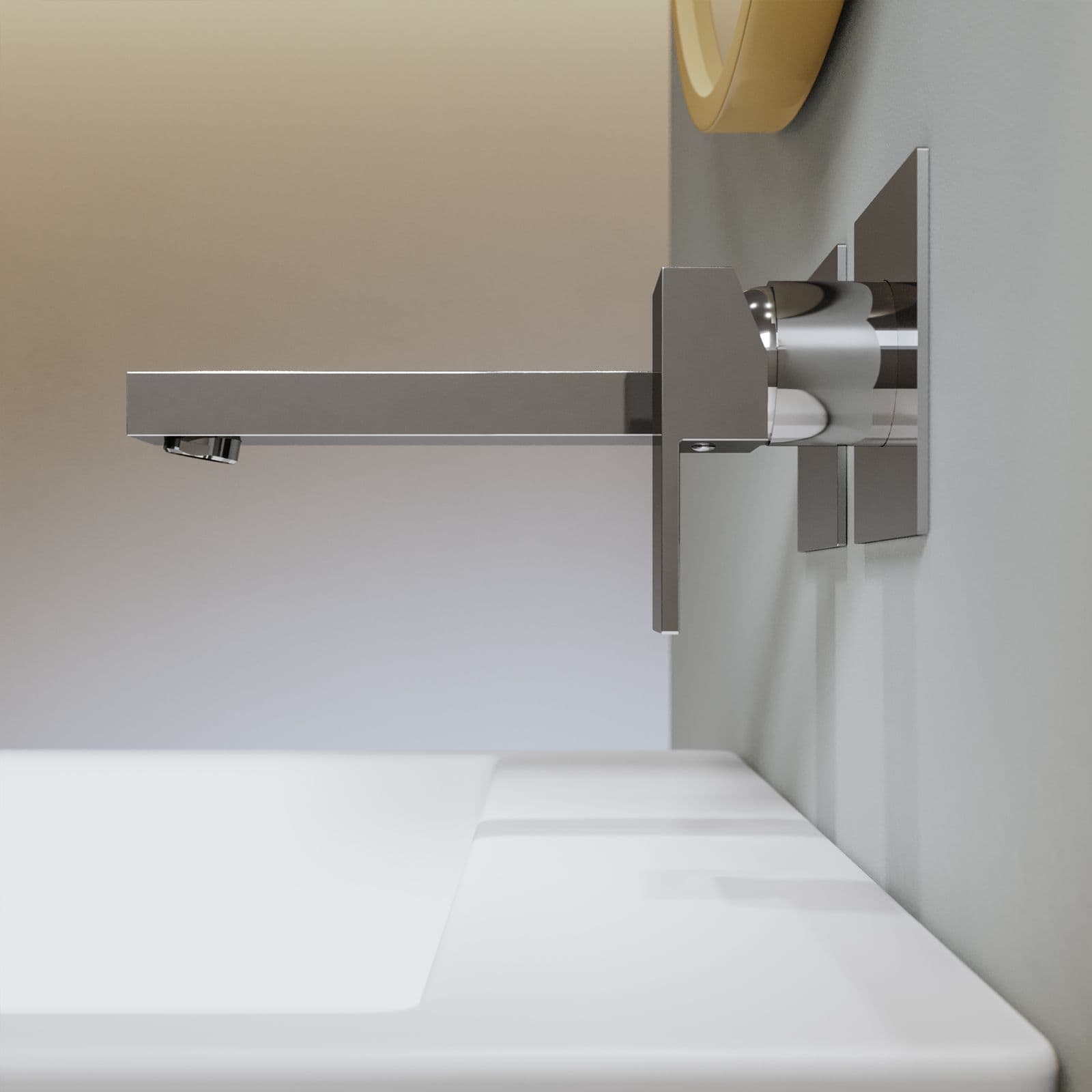 Set miscelatore lavabo a muro canna 20 e bidet con esterno doccia cromo – Kyria
