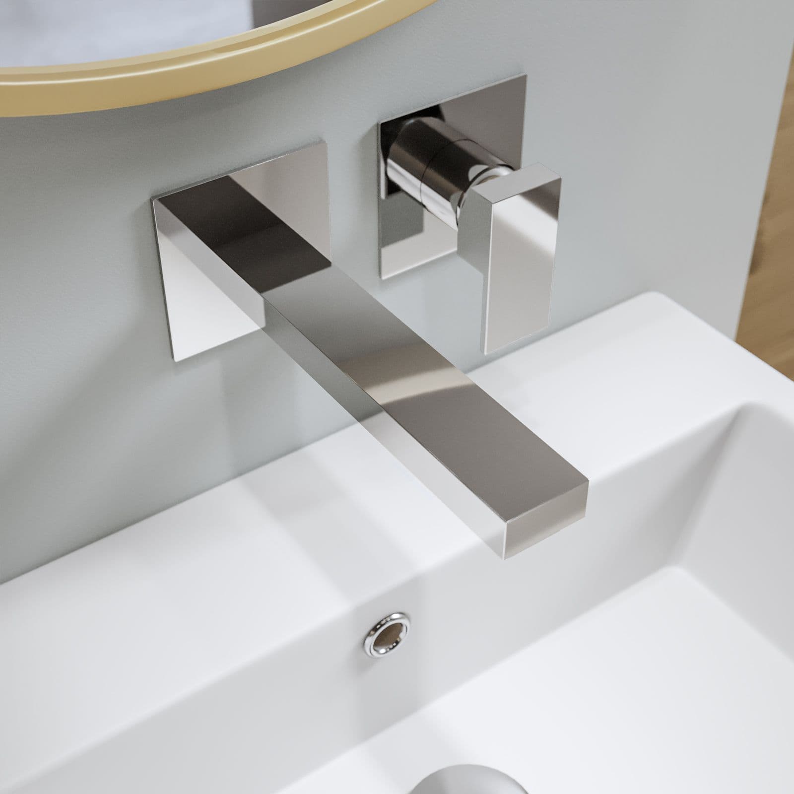 Set miscelatore lavabo a muro canna 20 e bidet con esterno doccia cromo – Kyria