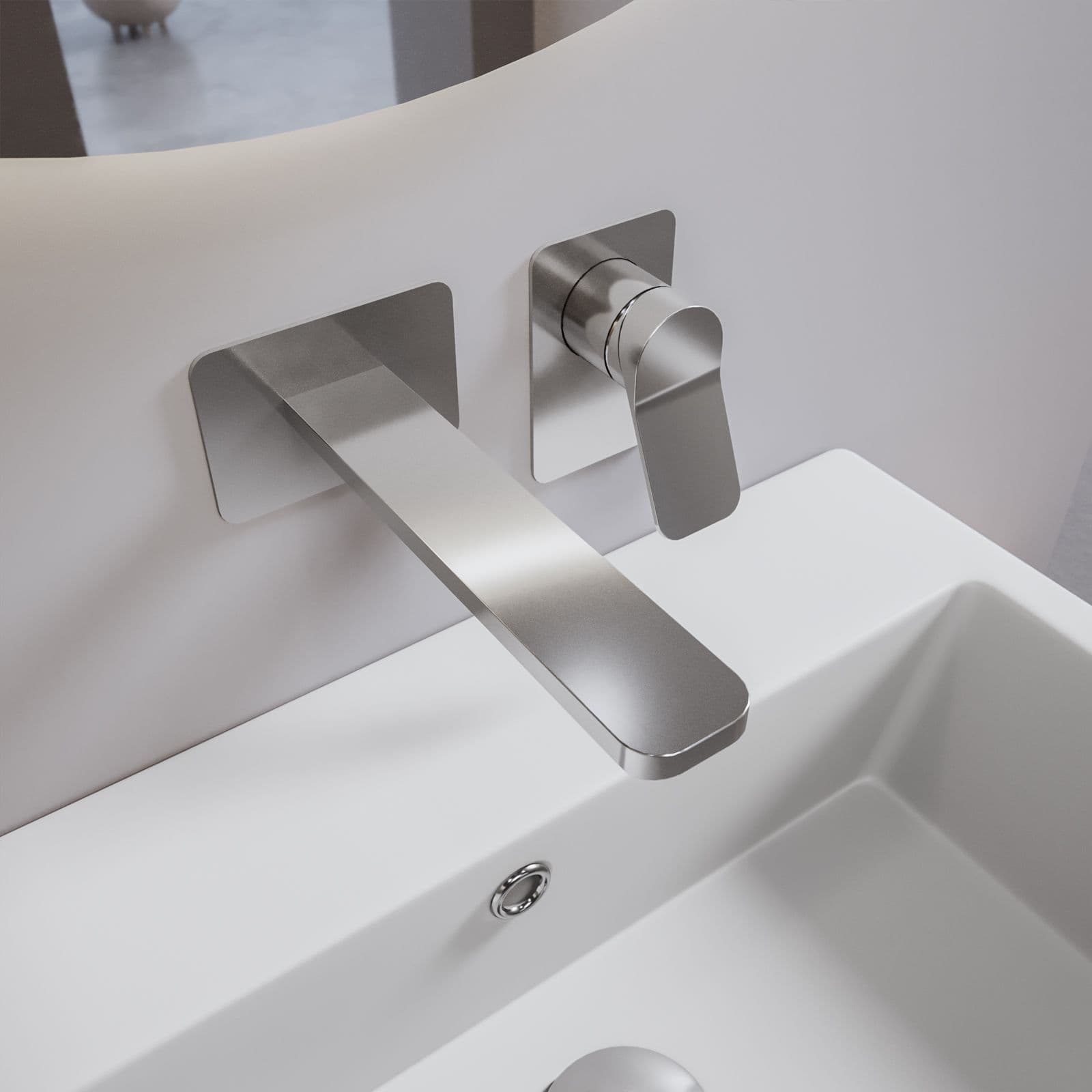 Set miscelatore lavabo a muro canna 20 e bidet con esterno vasca cromo – Wing