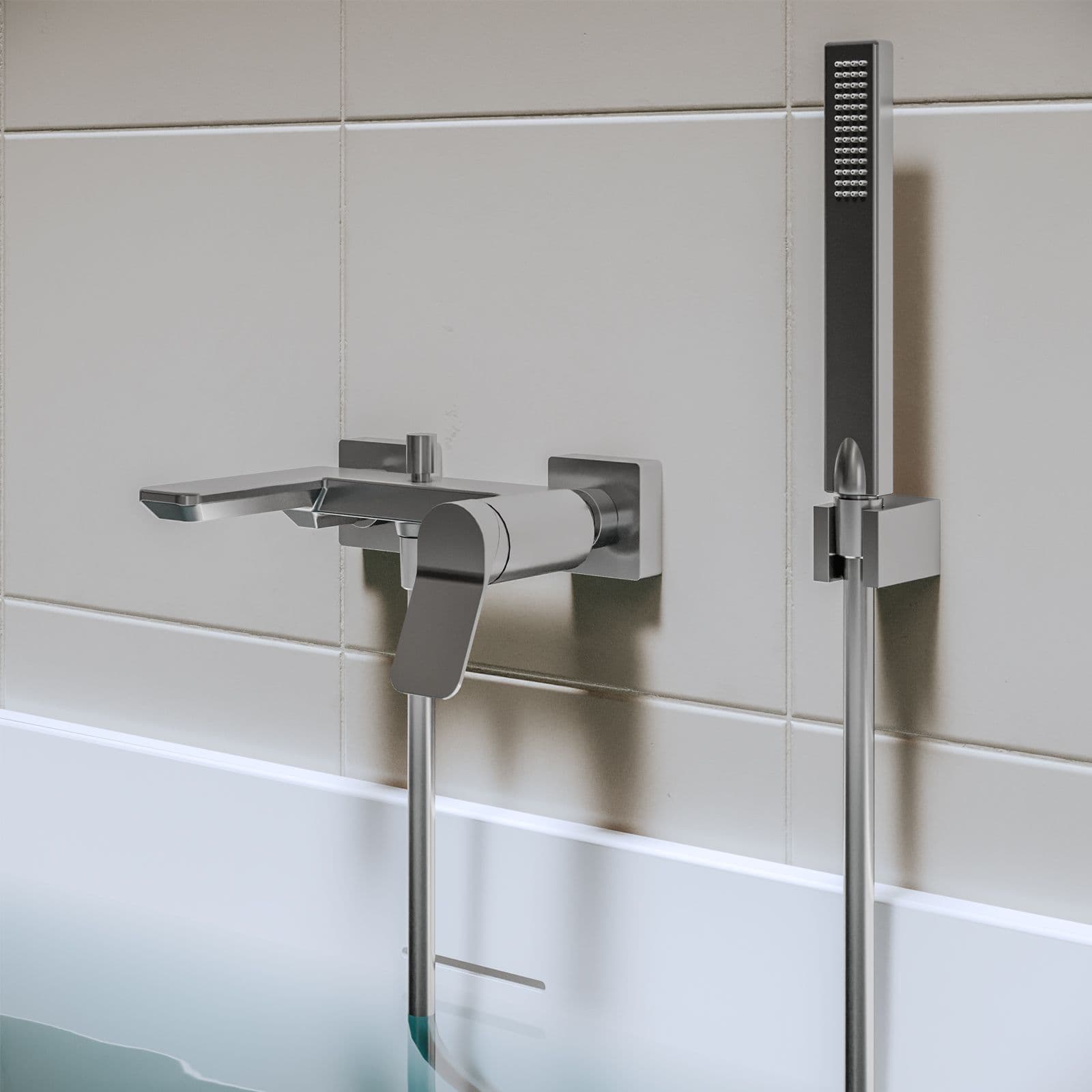 Set miscelatore lavabo a muro canna 20 e bidet con esterno vasca cromo – Wing