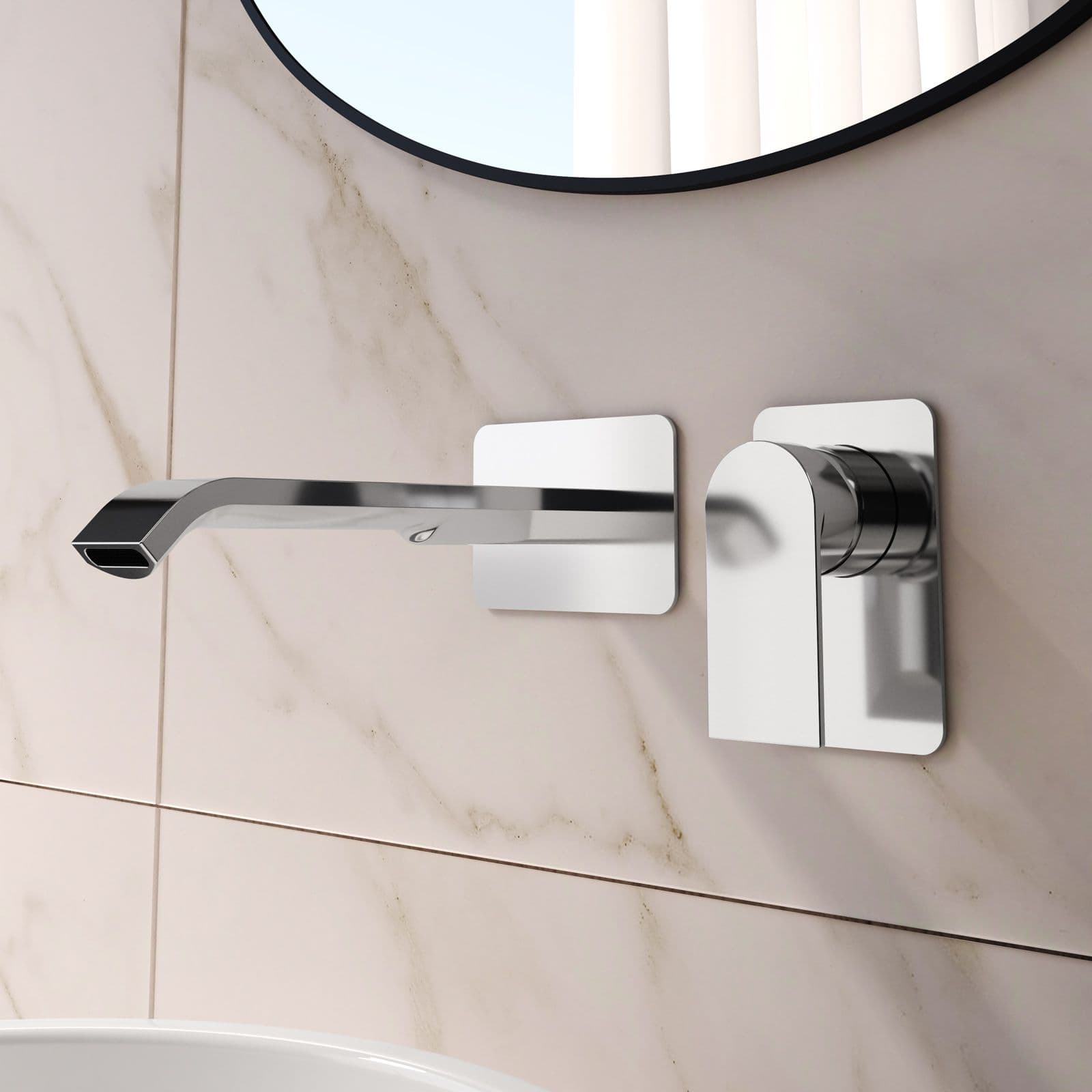 Set miscelatore lavabo a muro canna 20 e bidet con incasso doccia cromo – Iota