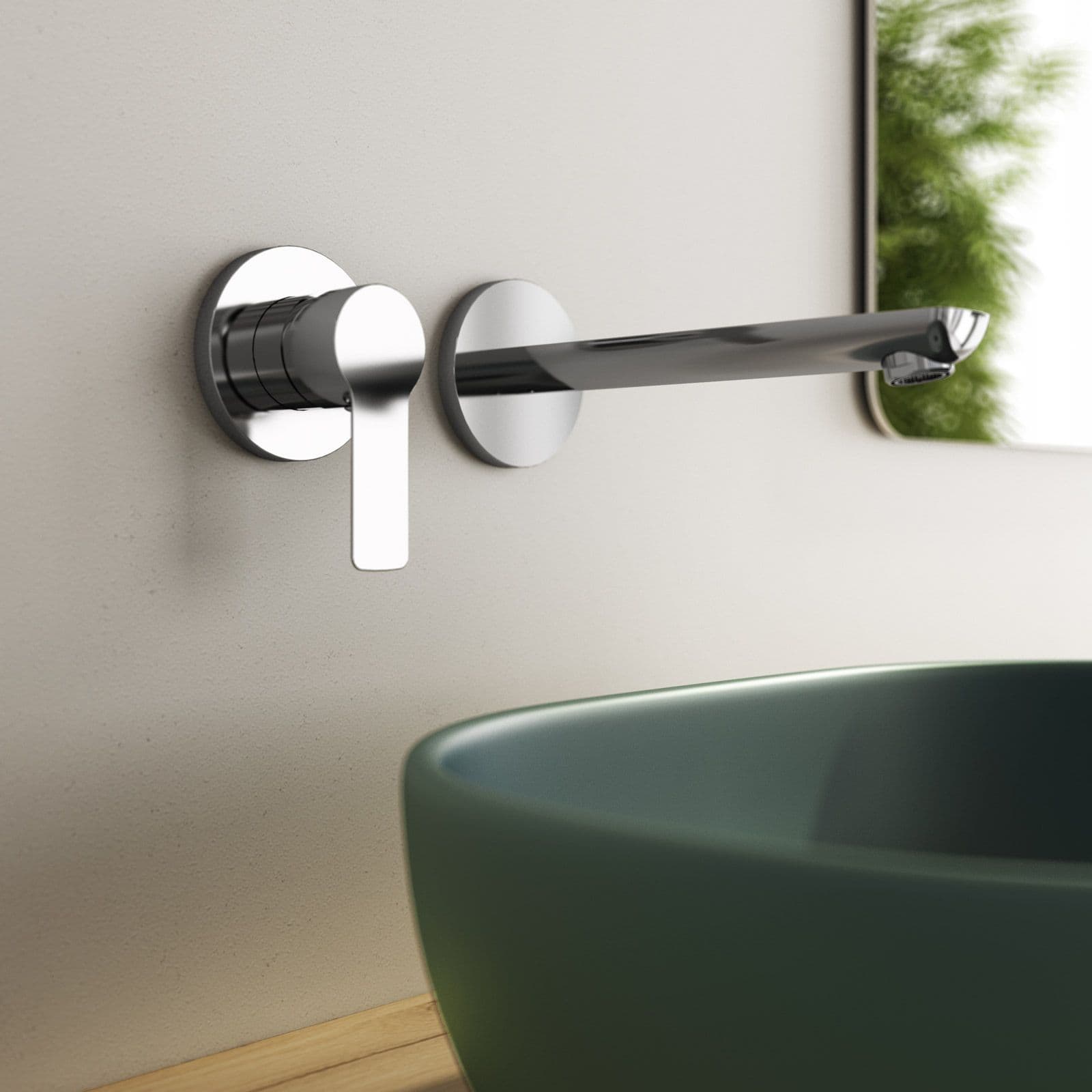 Set miscelatore lavabo a muro canna 25 cm e bidet con esterno doccia cromo – Key