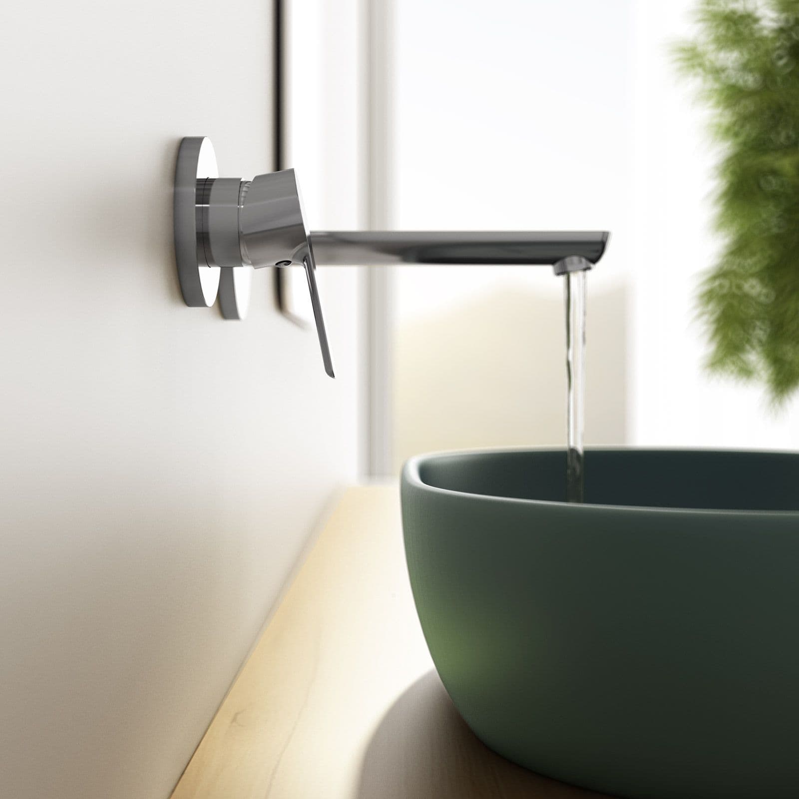 Set miscelatore lavabo a muro canna 25 cm e bidet con esterno doccia cromo – Key