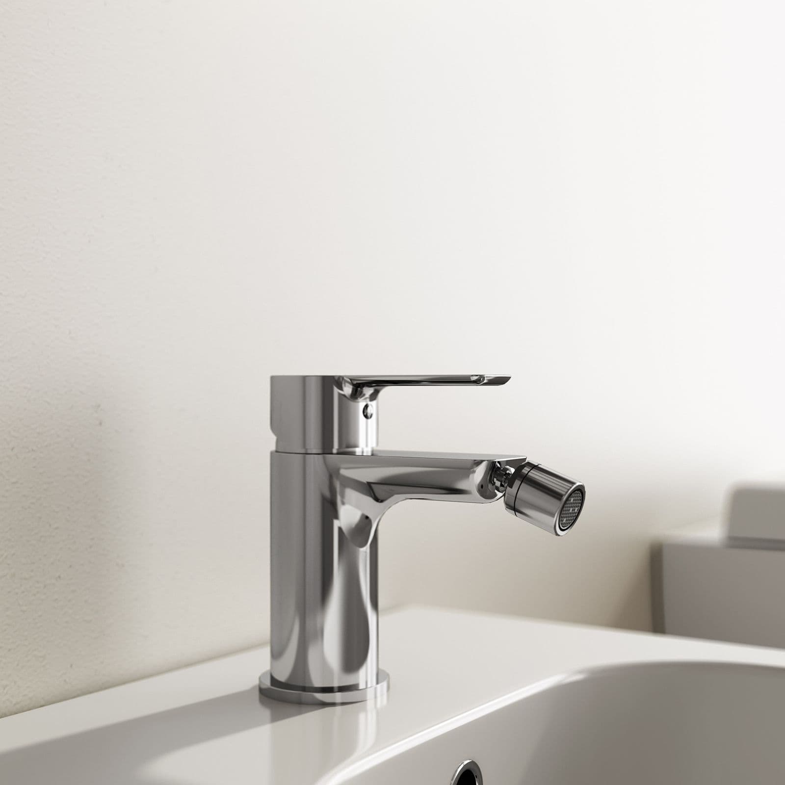 Set miscelatore lavabo a muro canna 25 cm e bidet con esterno doccia cromo – Key